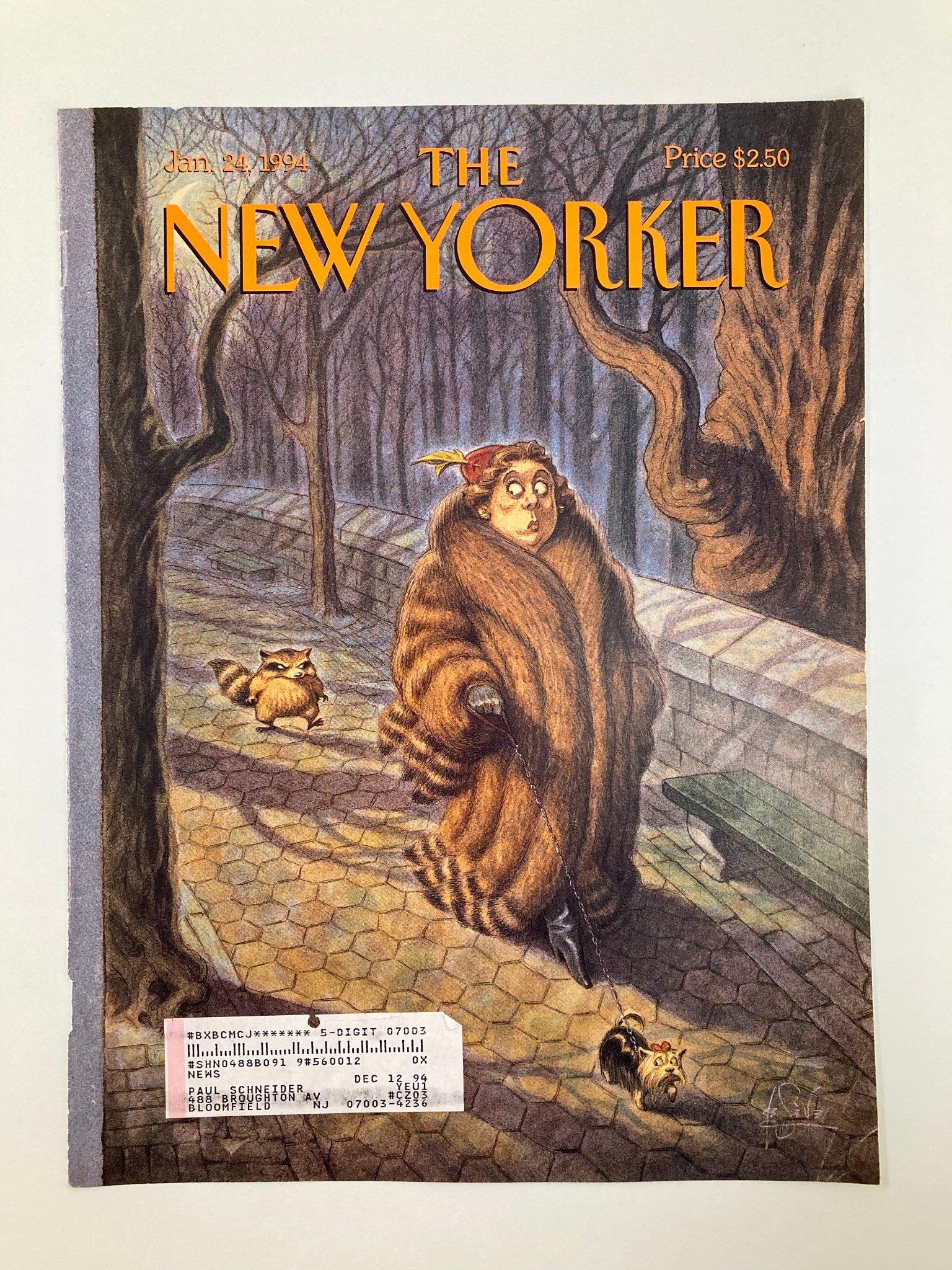 COVER ONLY The New Yorker January 24 1994 Tailed by by Peter de Sève