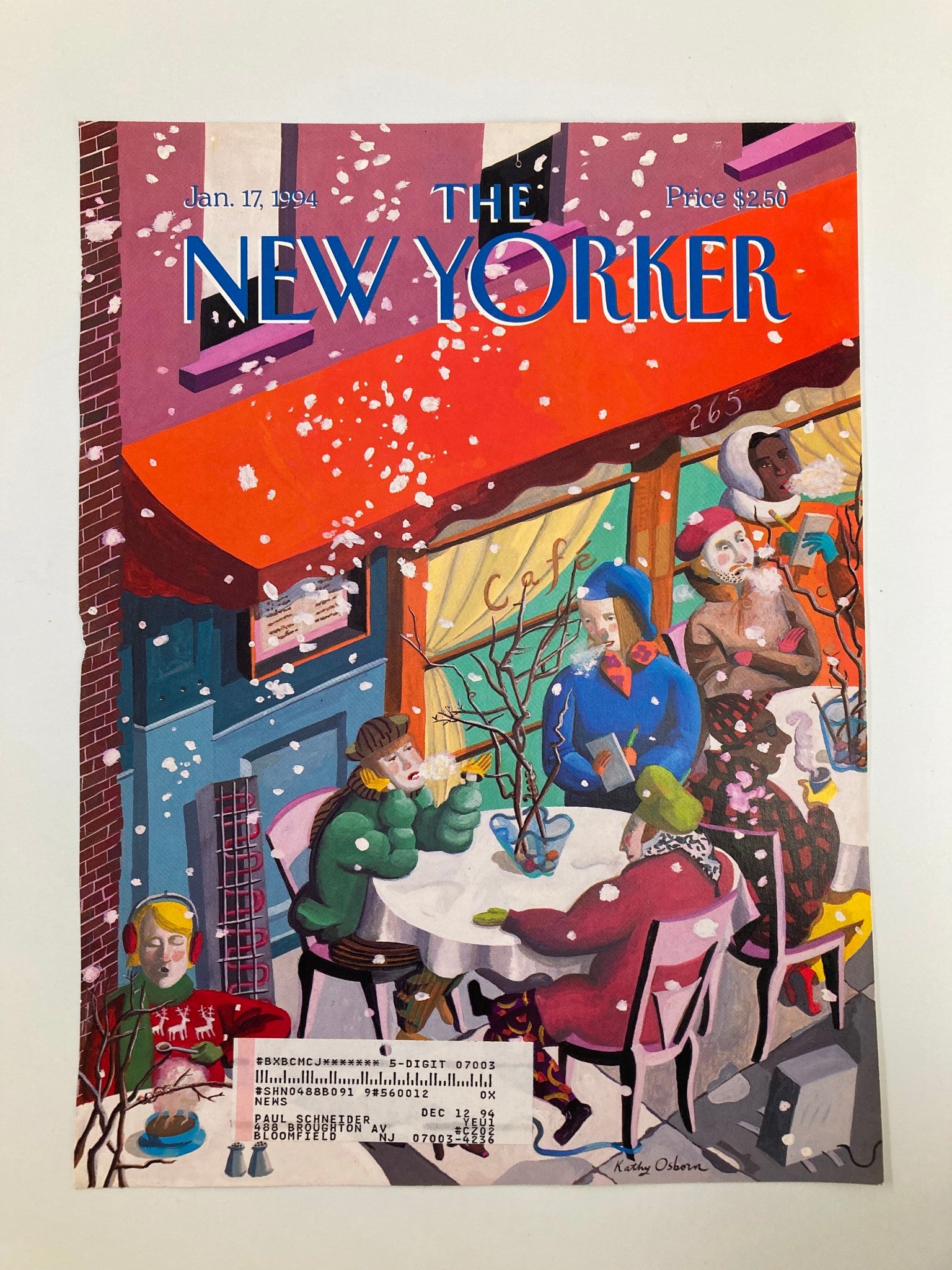 COVER ONLY The New Yorker January 17 1994 The Diehard Cafe by Kathy Osborn