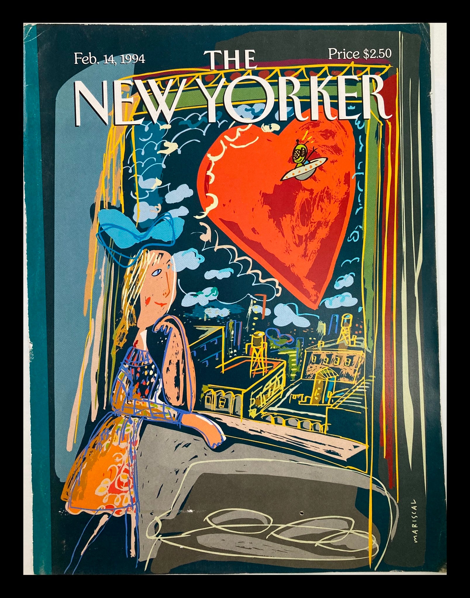 COVER ONLY The New Yorker February 14 1994 Funny Valentine by Javier Mariscal