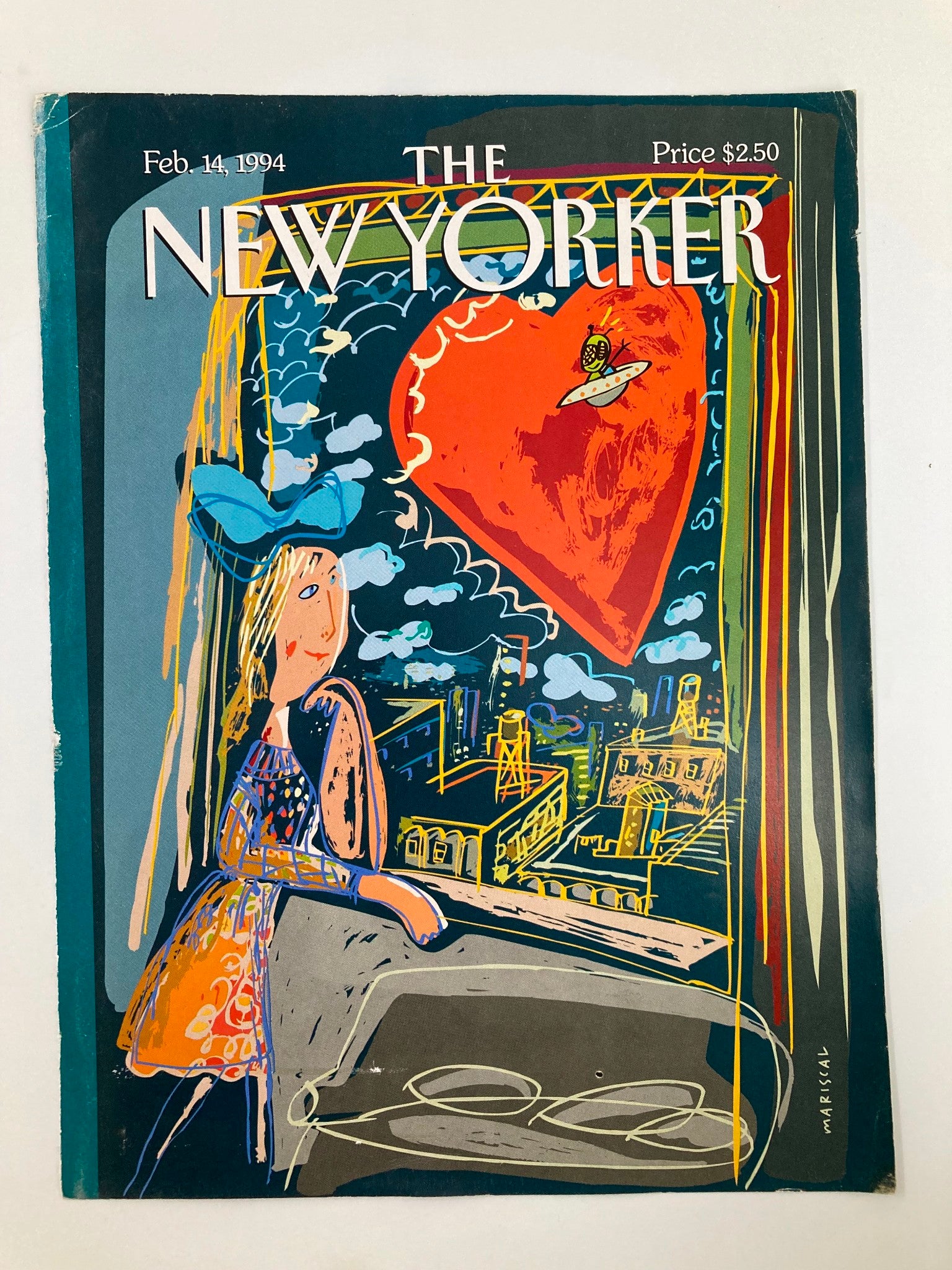 COVER ONLY The New Yorker February 14 1994 Funny Valentine by Javier Mariscal