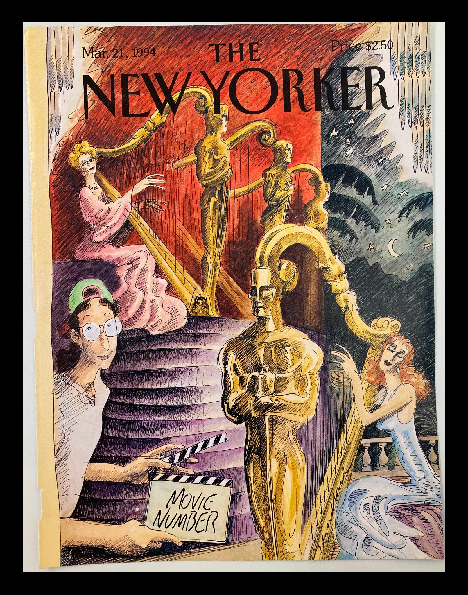 COVER ONLY The New Yorker March 21 1994 Academy Awards by Edward Sorel