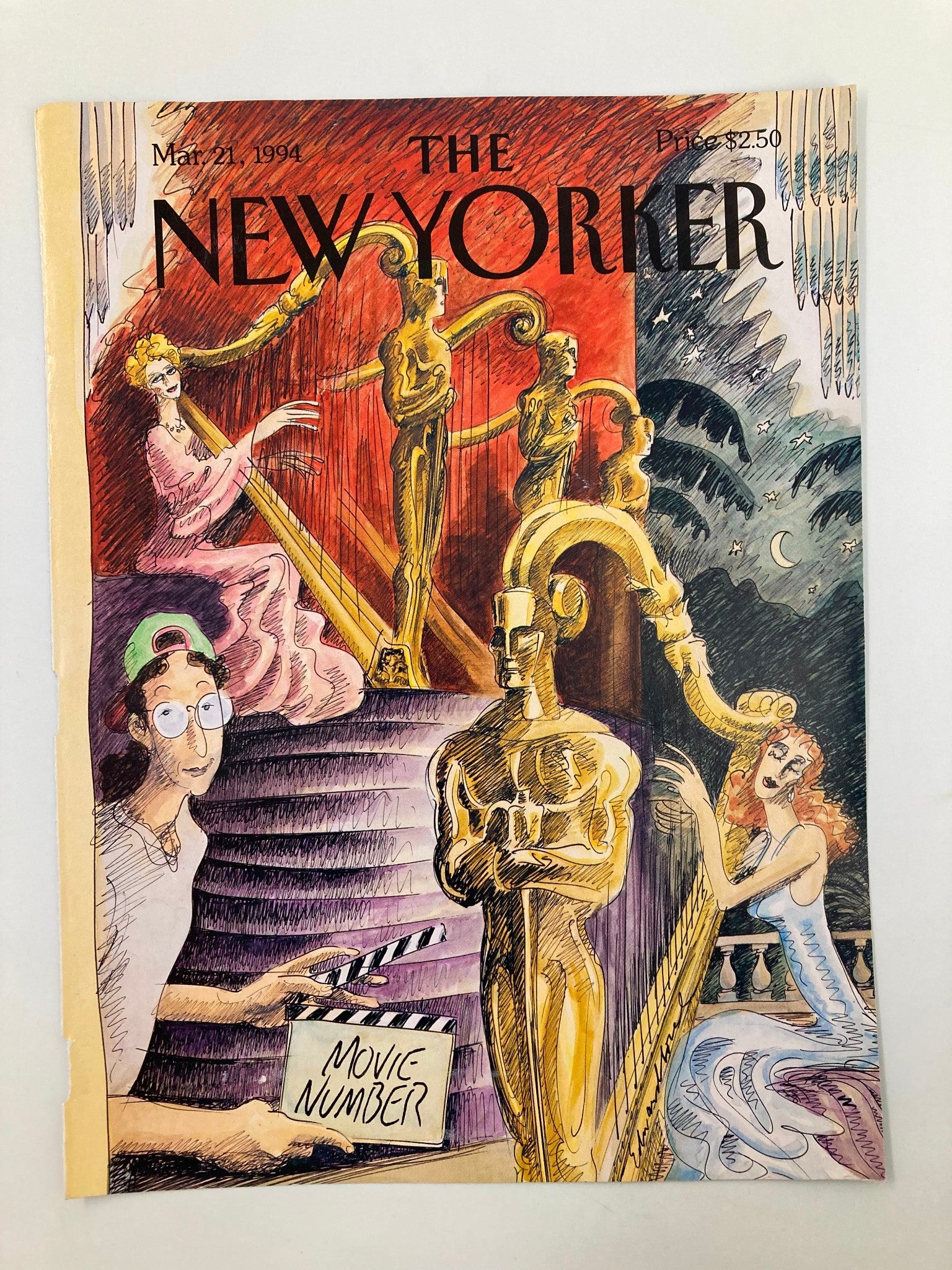 COVER ONLY The New Yorker March 21 1994 Academy Awards by Edward Sorel