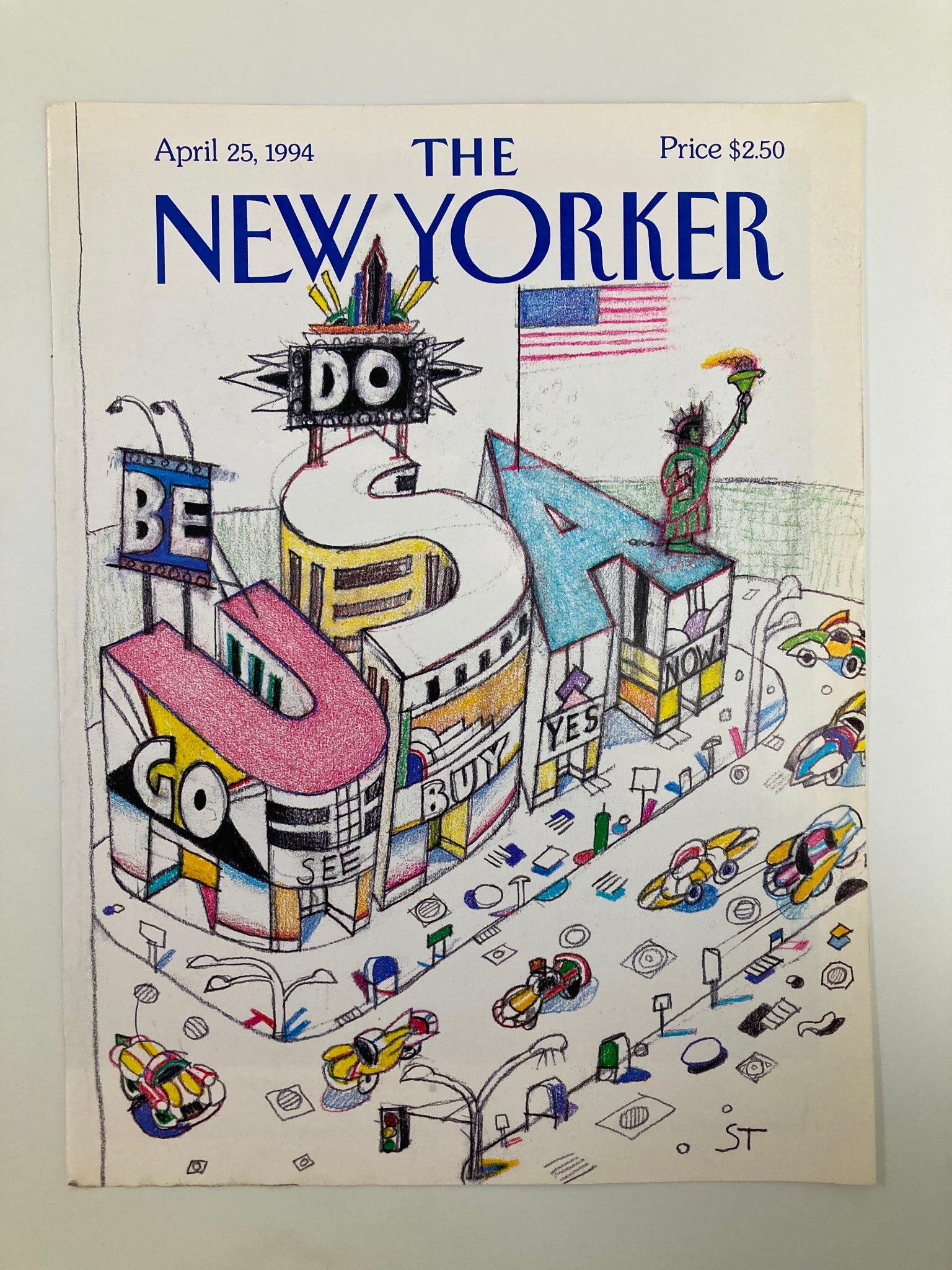 COVER ONLY The New Yorker April 25 1994 Main Street by Saul Steinberg