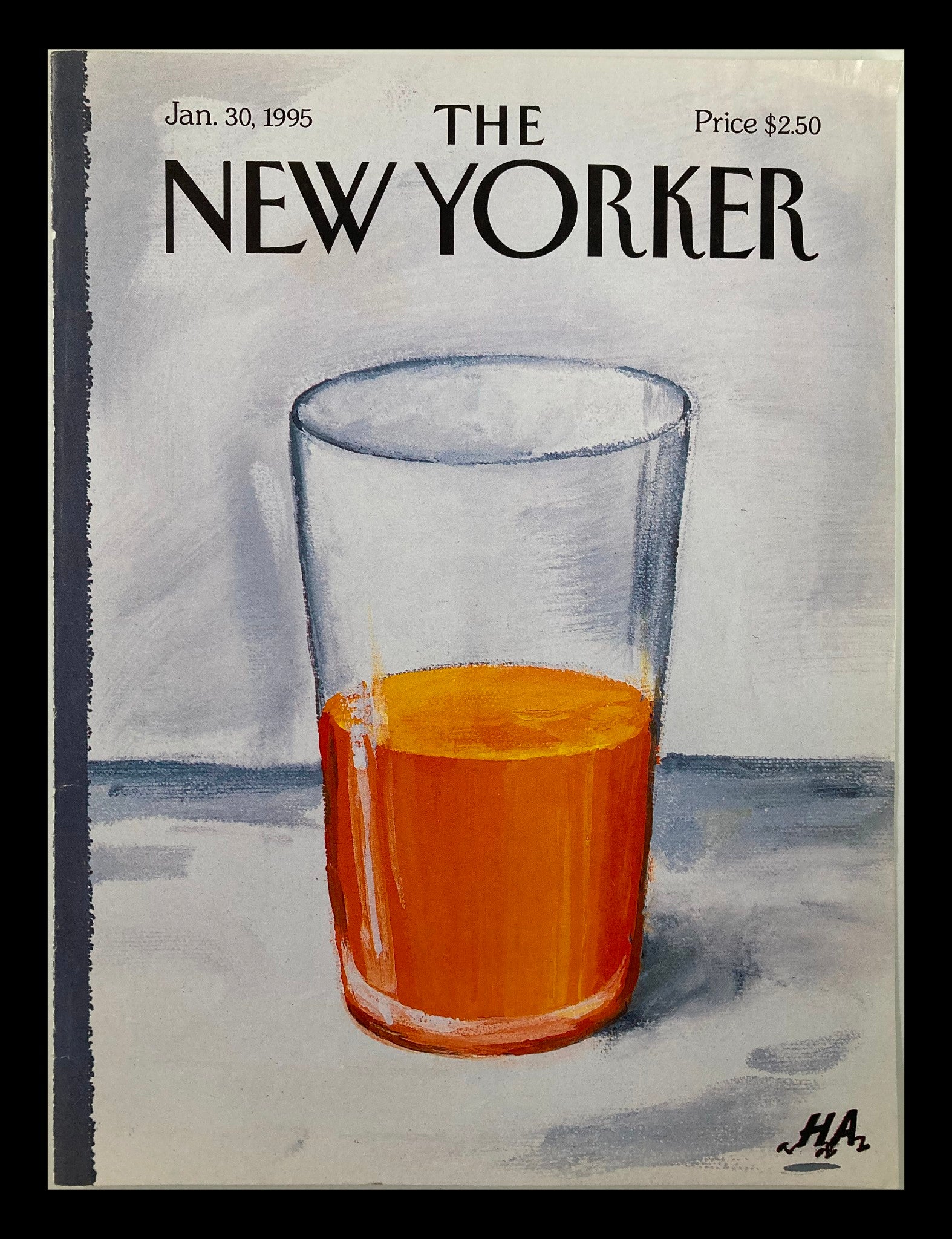 COVER ONLY The New Yorker January 30 1995 Half Empty by Bob Zoell 'HA'