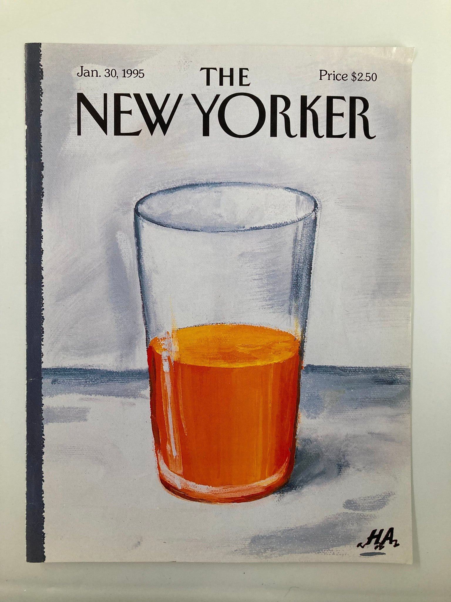 COVER ONLY The New Yorker January 30 1995 Half Empty by Bob Zoell 'HA'