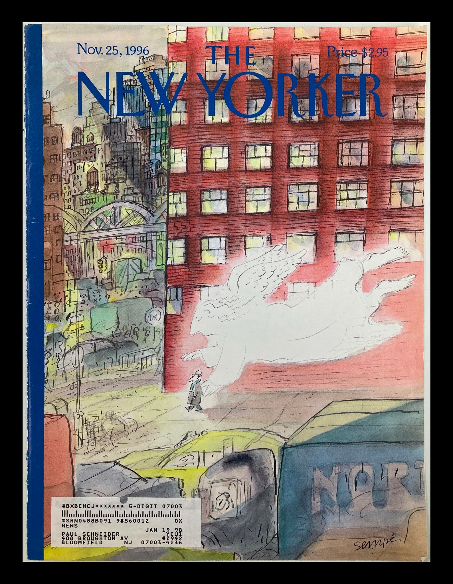 COVER ONLY The New Yorker November 25 1996 Guardian Angel by J.J. Sempe