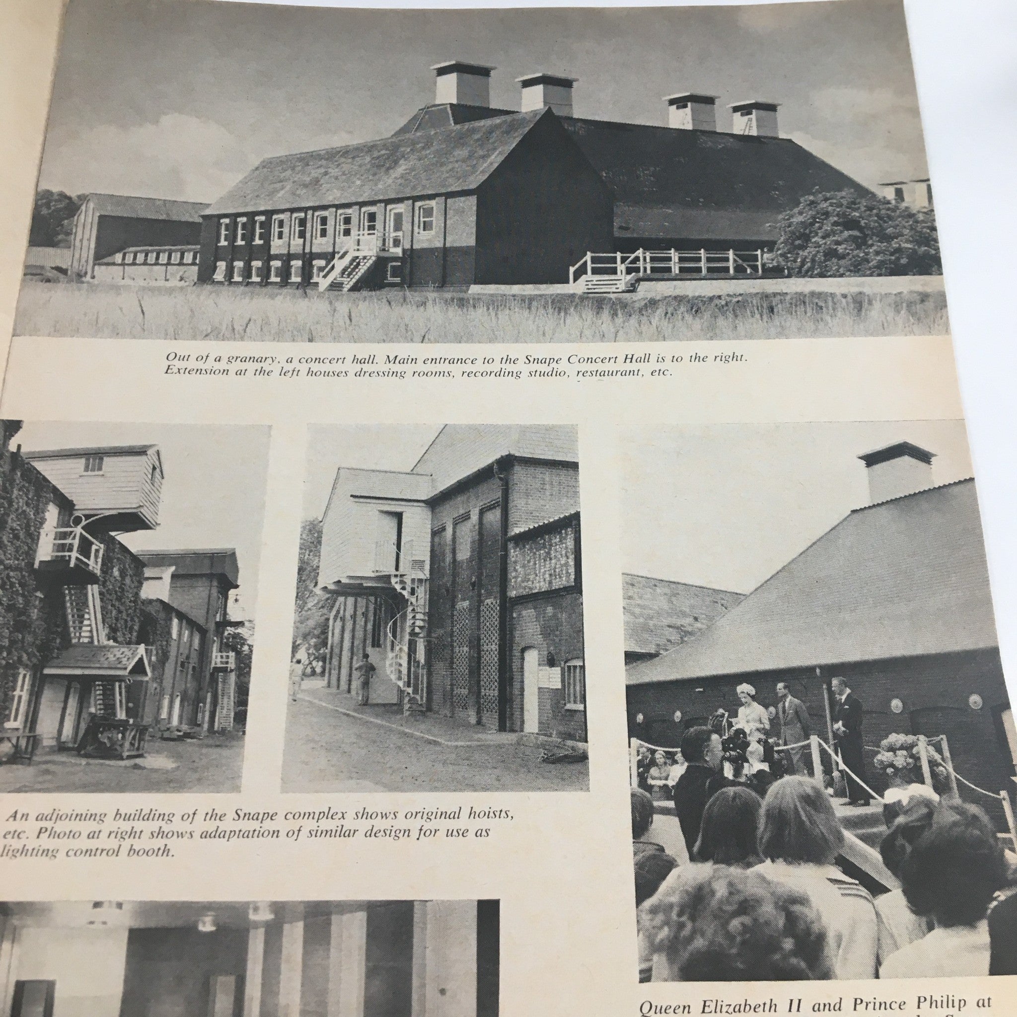 1967 Philharmonic Hall Lincoln Center Present Israel Philharmonic Orchestra - A vintage magazine showcasing the Snape Concert Hall, featuring its main entrance and surrounding architecture, reflecting the design and cultural significance of concert venues in 1967.