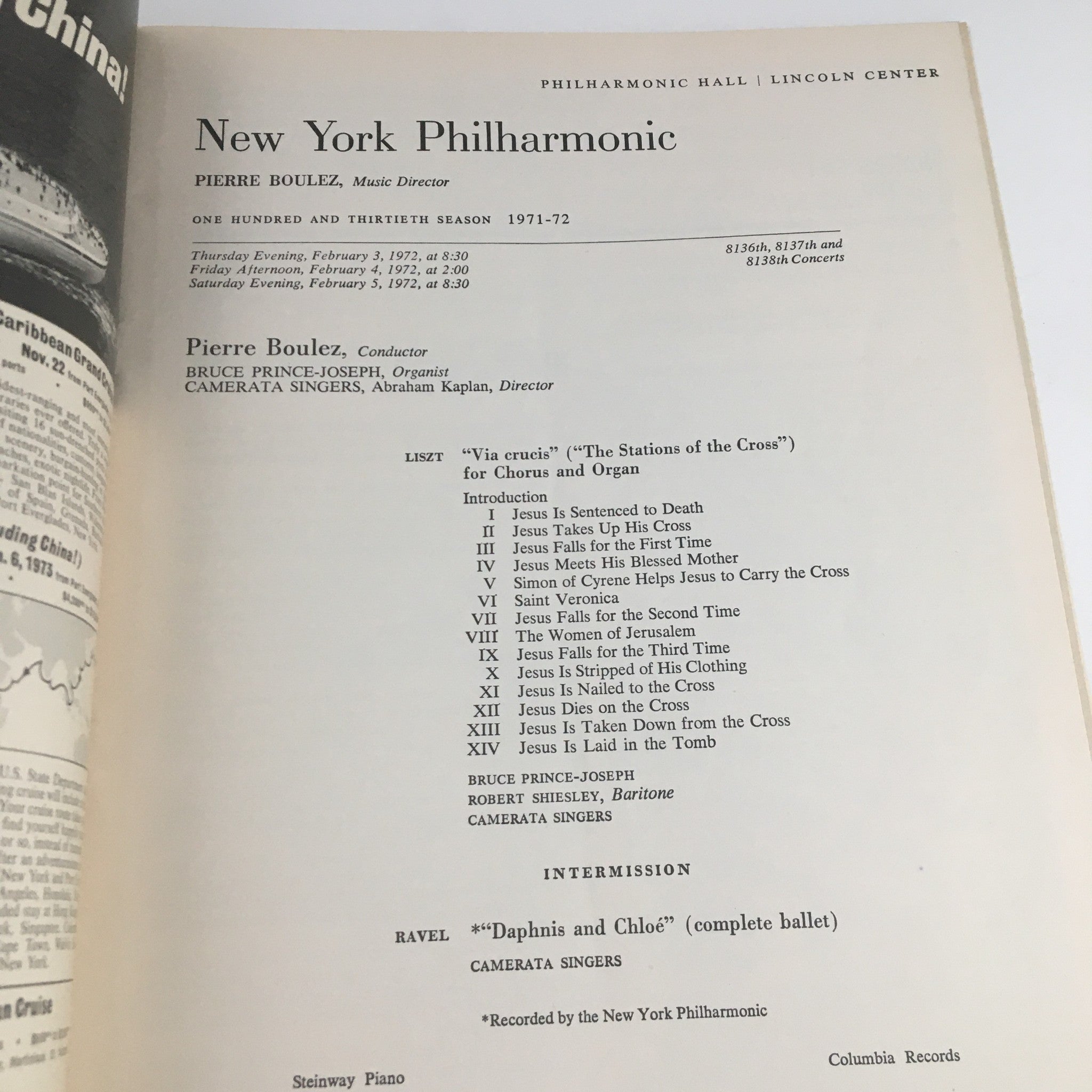 1971 Philharmonic Hall Lincoln Center Present The Stations of the Cross Opera