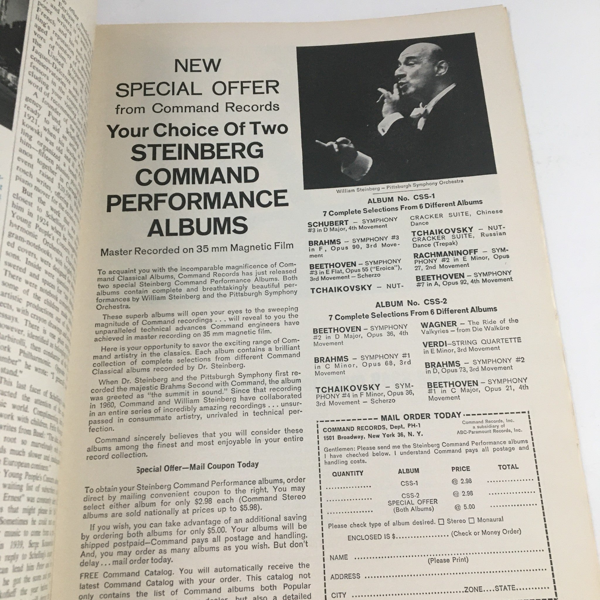 1964 Philharmonic Hall Lincoln Center Present Steinberg Command Performance