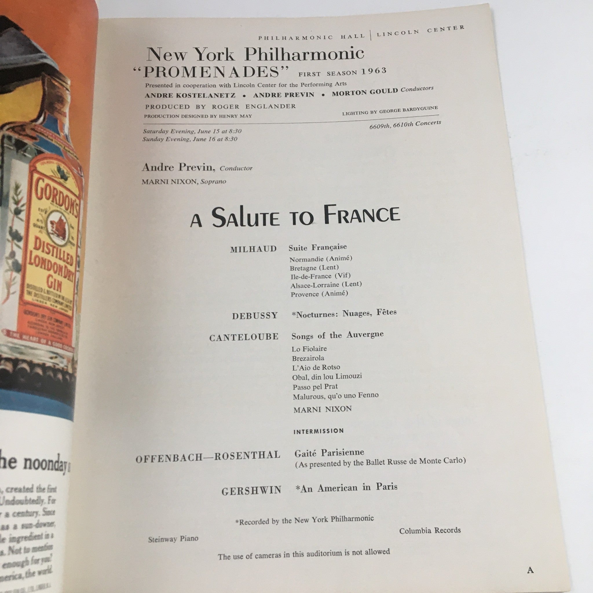 1963 Philharmonic Hall Lincoln Center Present A Salute of France by Andre Pervin