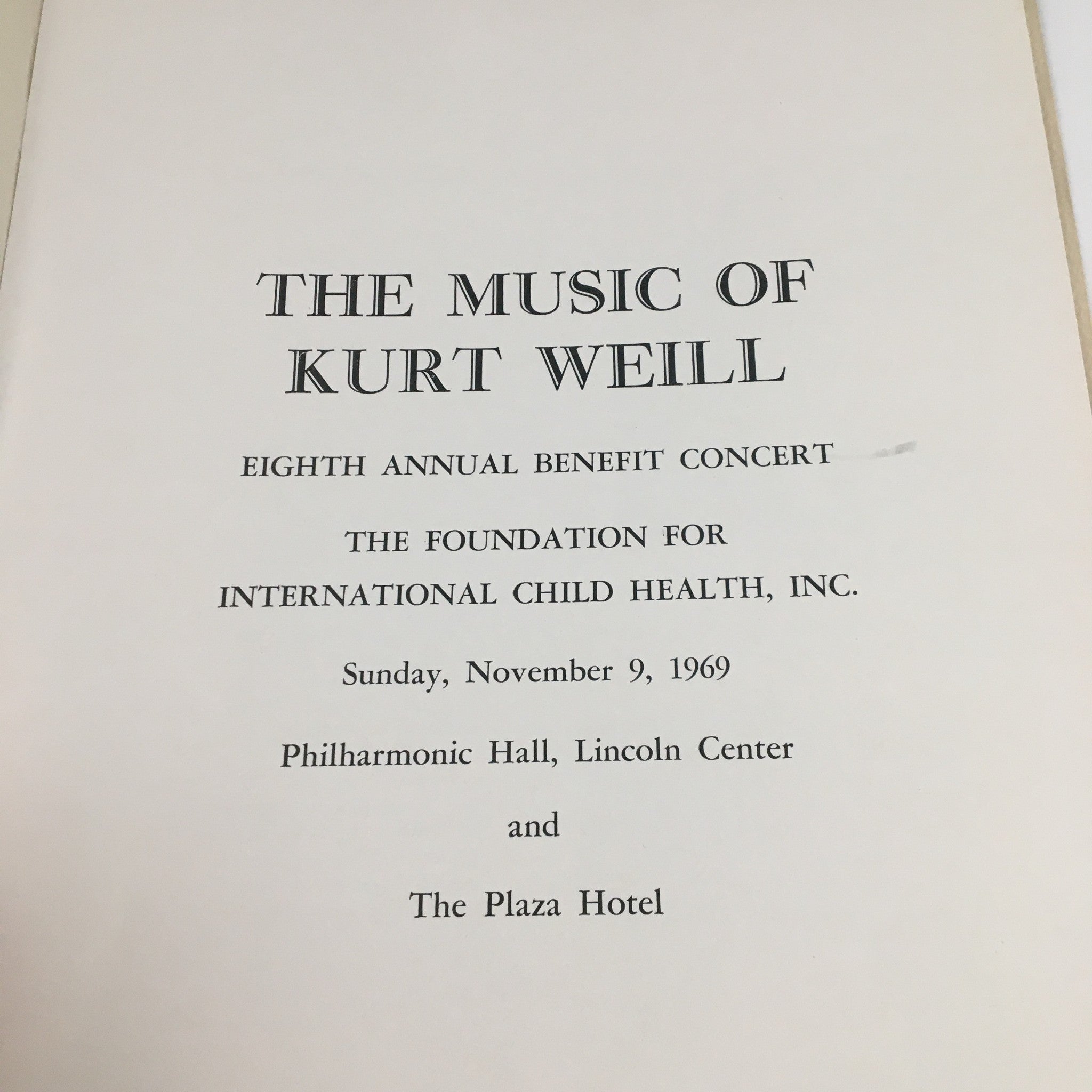 1969 Philharmonic Hall Lincoln Center Present The Music of Kurt Weill