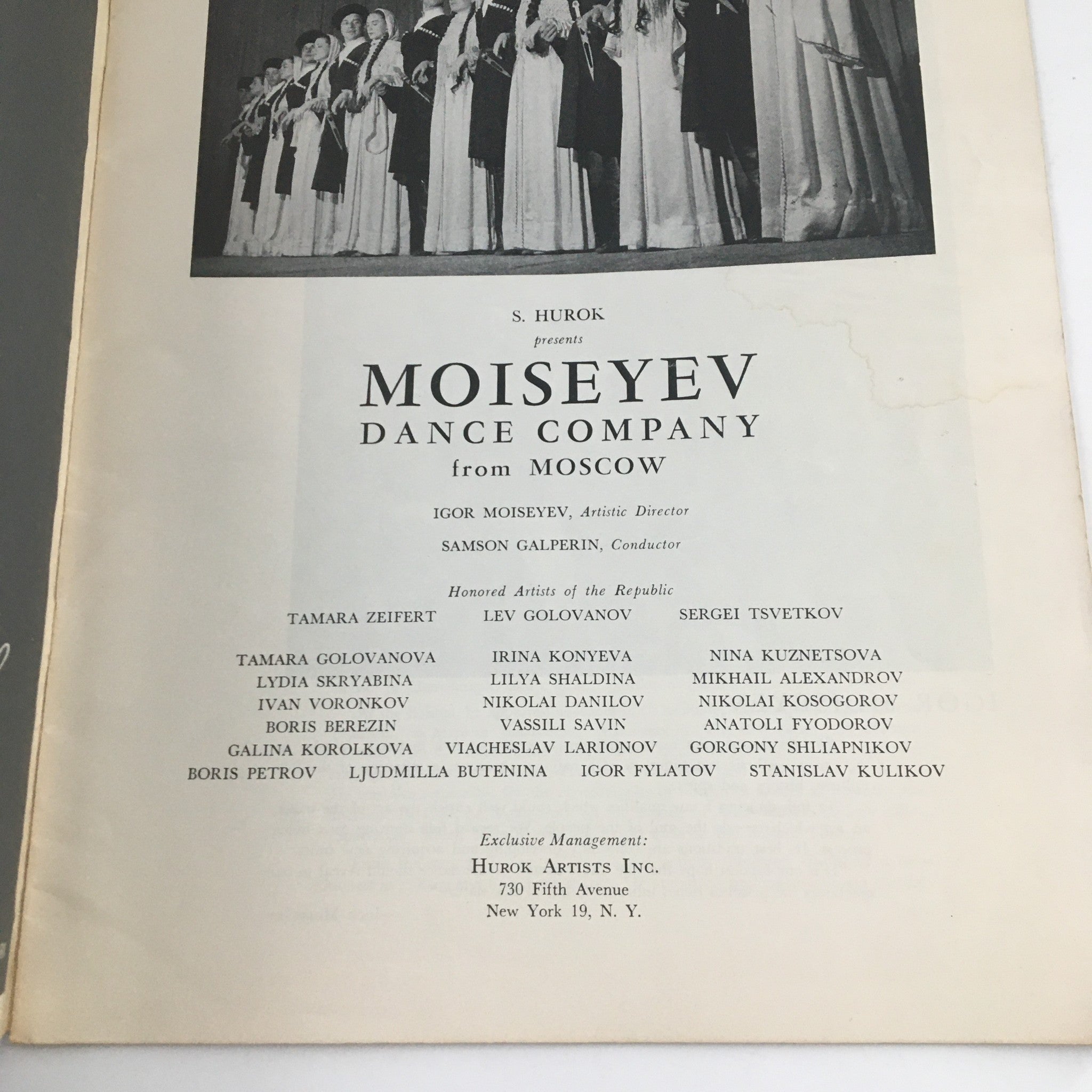 1965 S. Hurok Presents Moiseyev Dance Company from Moscow by Igor Moiseyev