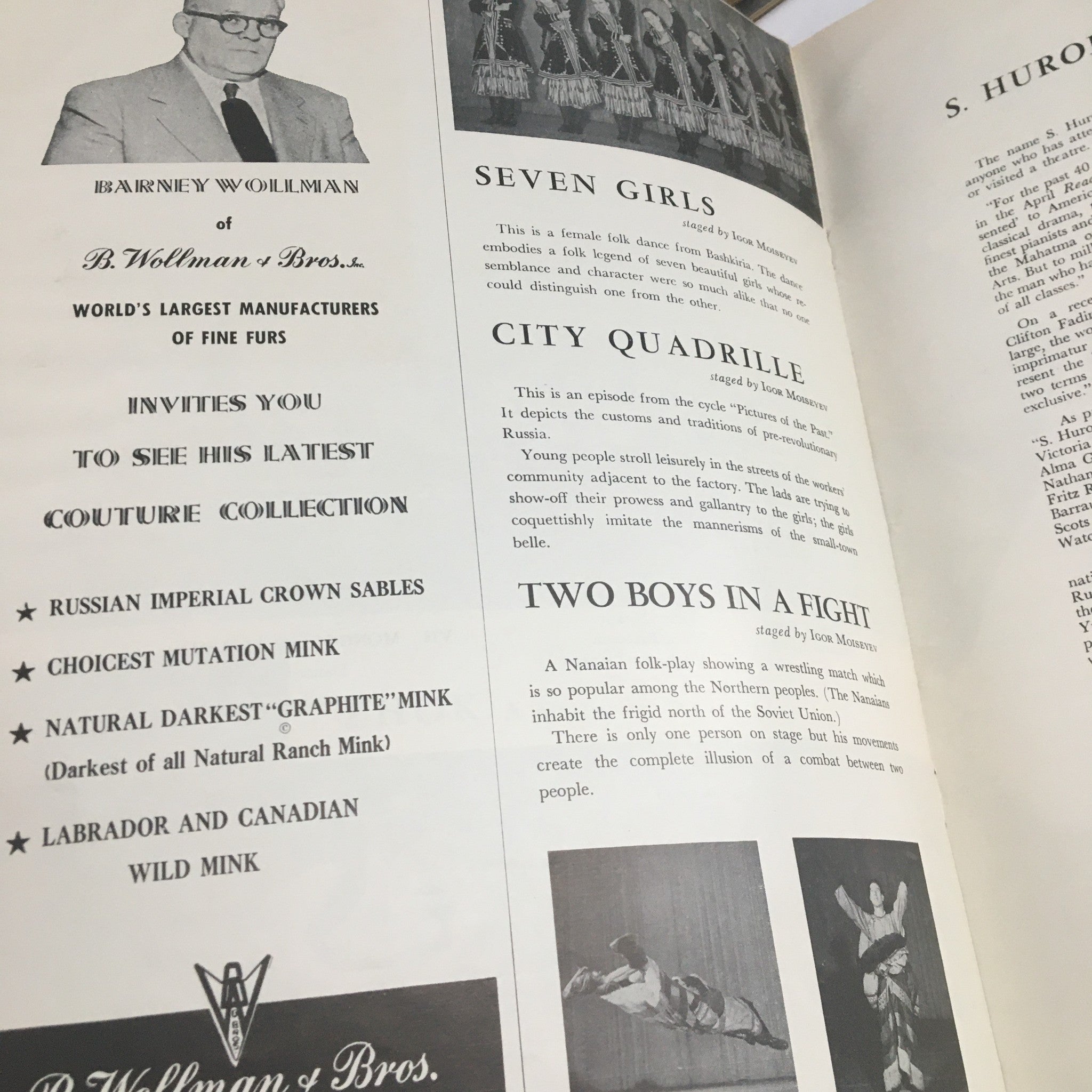 1965 S. Hurok Presents Moiseyev Dance Company from Moscow by Igor Moiseyev