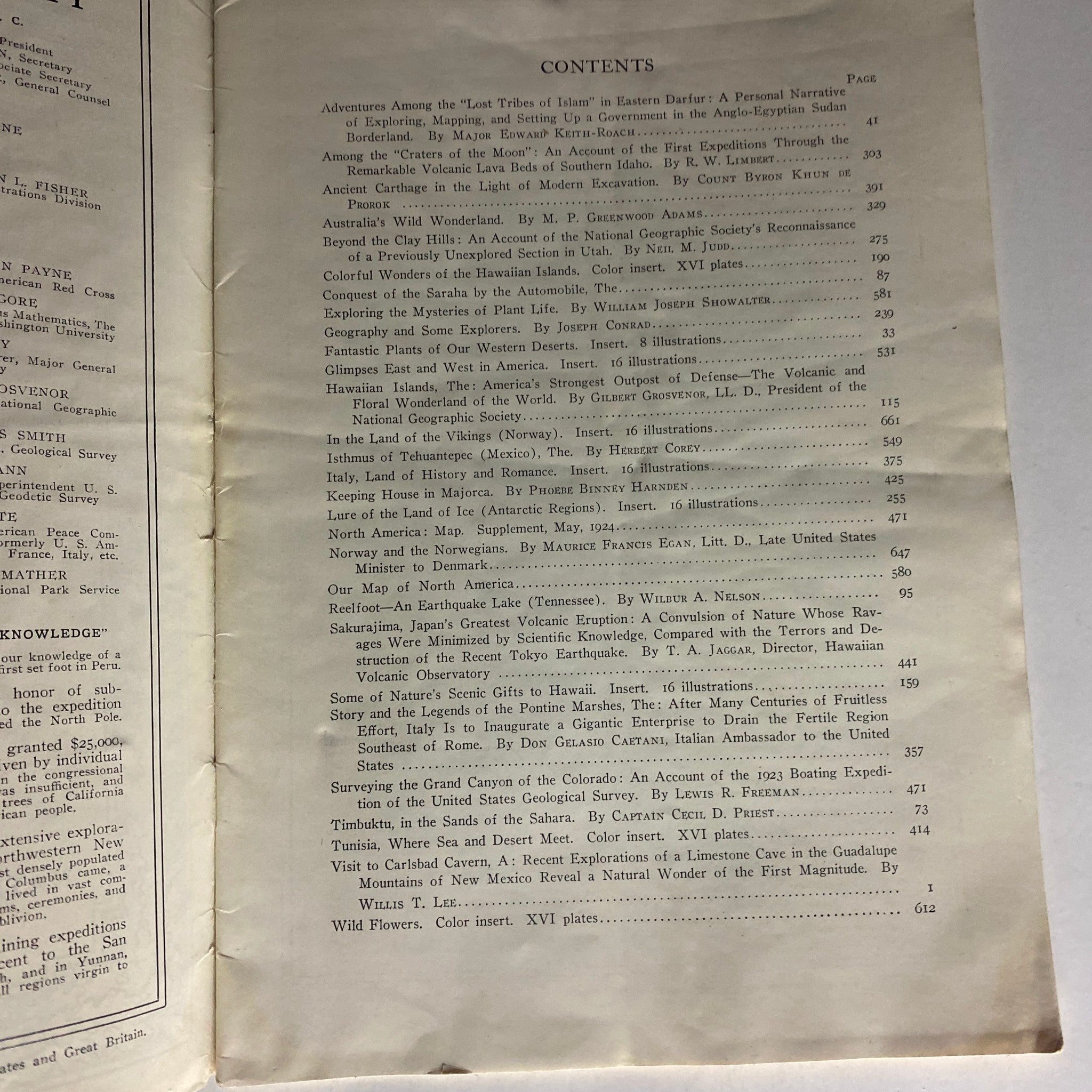 National Geographic Magazine January-June 1924 Volume XLV Index No Label