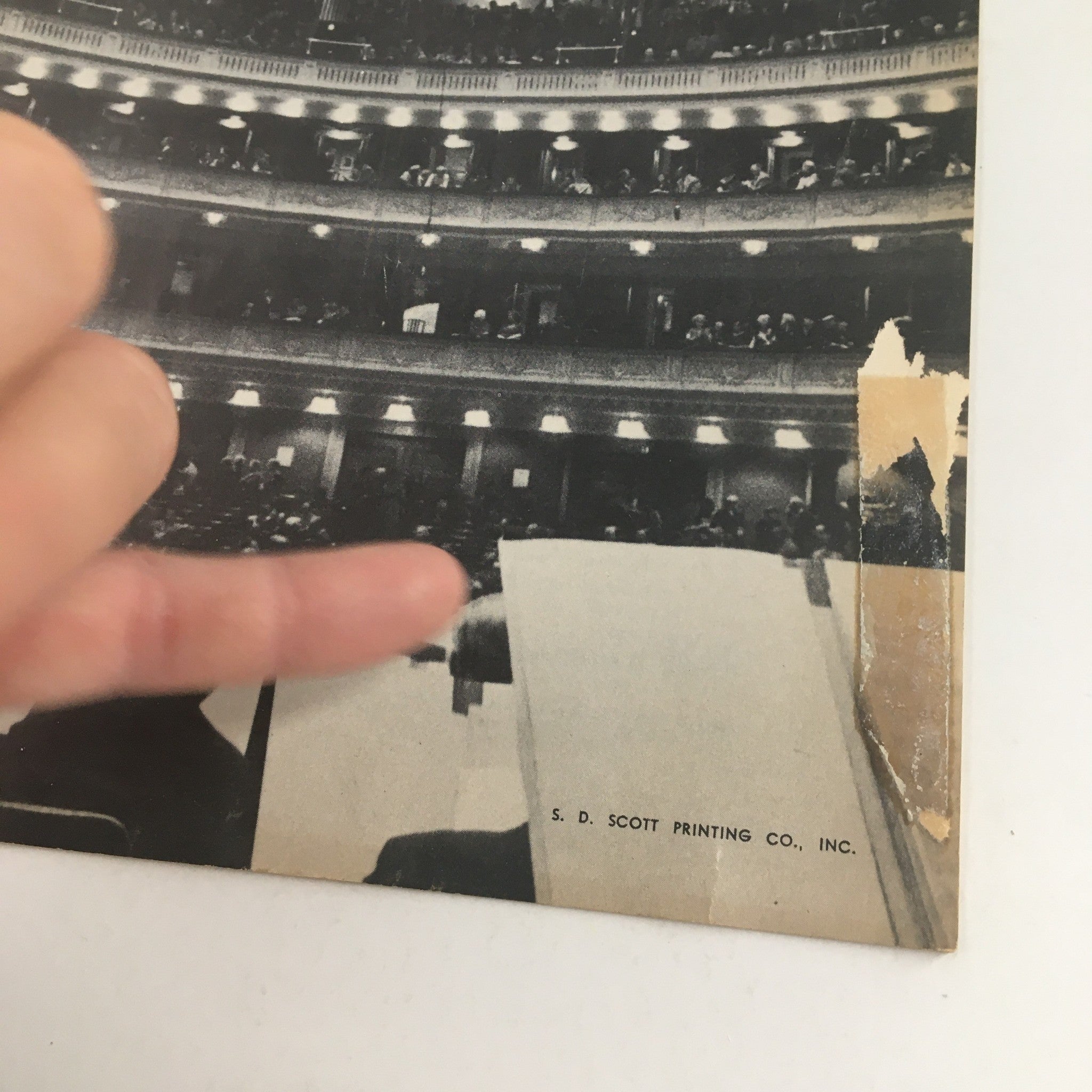 Image of the audience area from the 1957 Carnegie Hall Program featuring pianist Benno Moiseiwitsch and The Symphony of the Air, showcasing the architectural design of Carnegie Hall and its historic concert atmosphere.