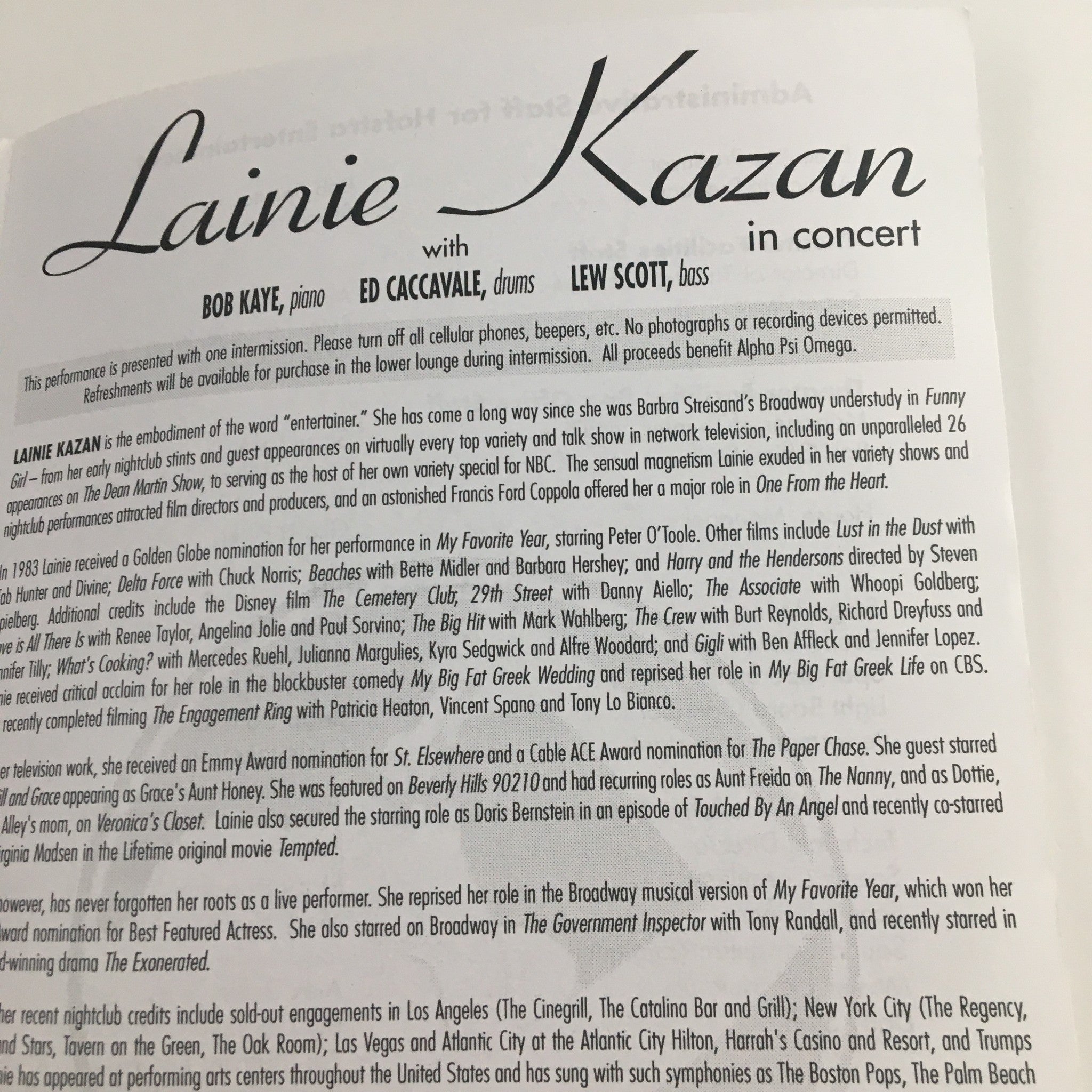 2007 Hofstra Entertainment Summer Season Present Lainie Kazan in Concert