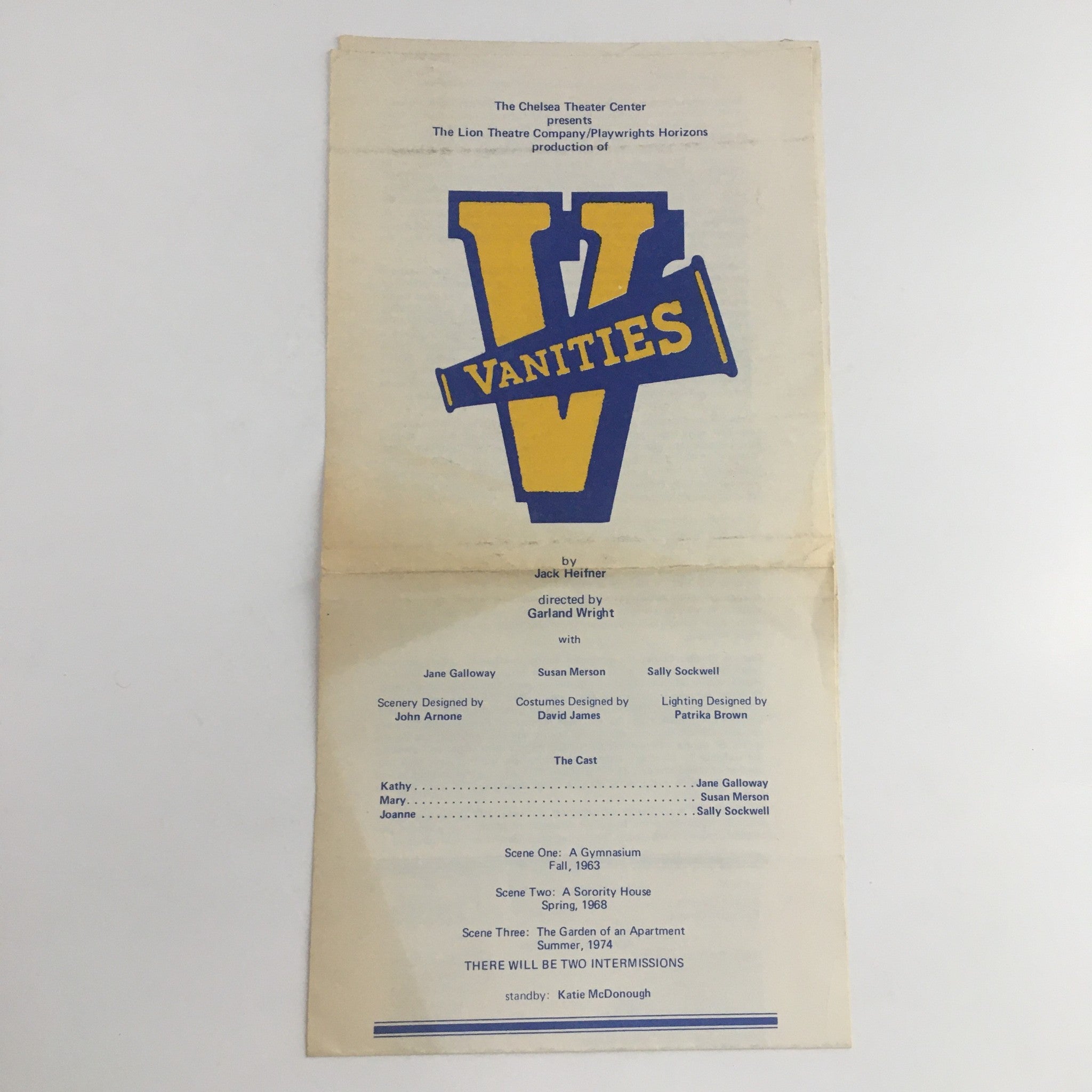 1976 The Chelsea Theater Present Playwrights Horizon in Vanities by G. Wright