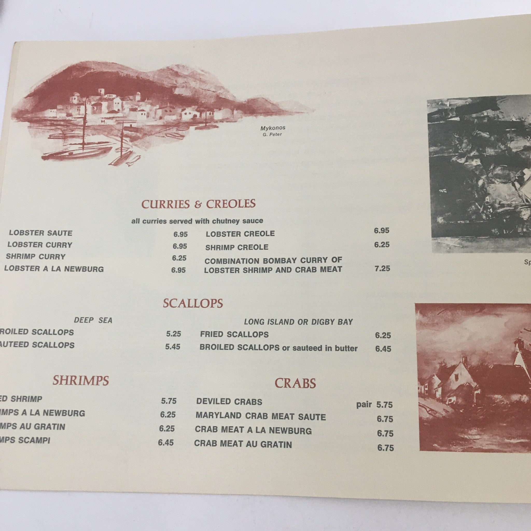 1976 Sea Fare of the Aegean Restaurant Vintage Brochure Menu by George Peter