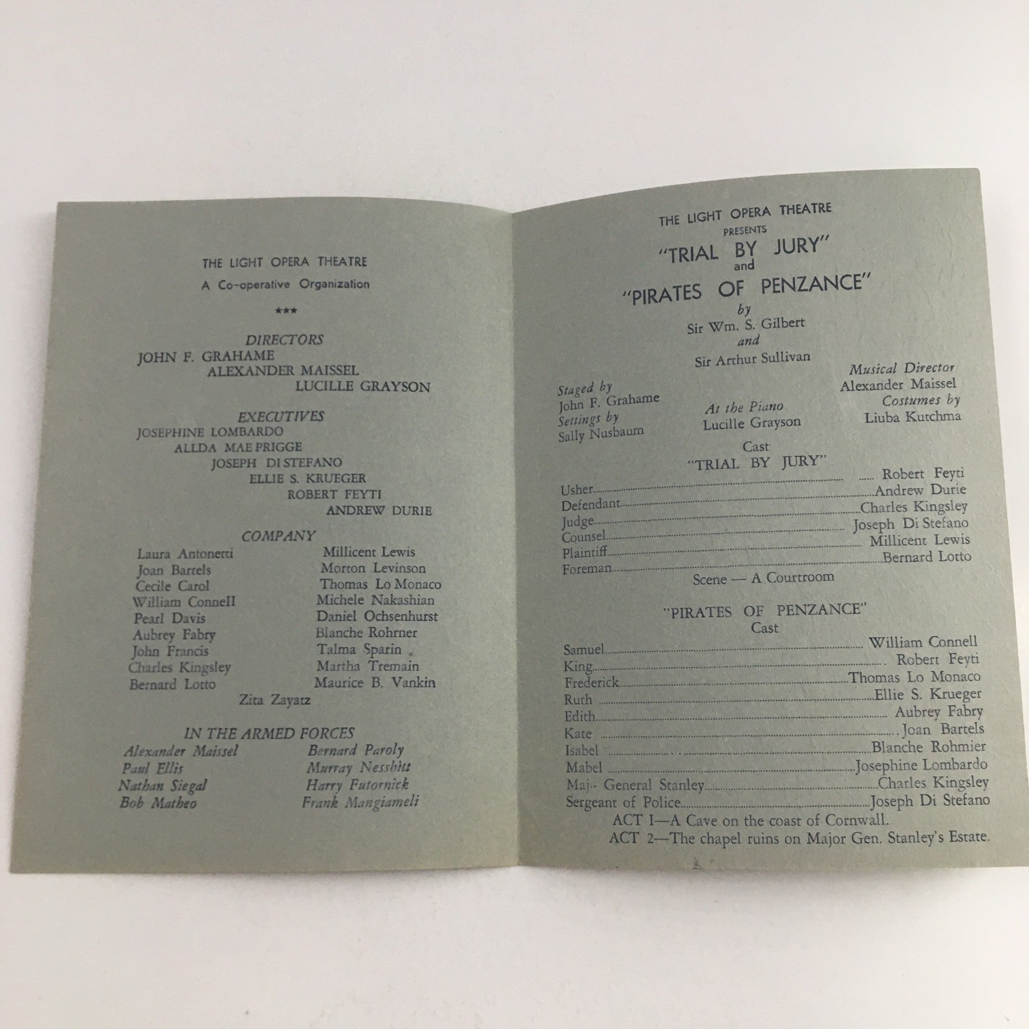 1945 Provincetown Playhouse The Light Opera Theatre Gilbert & Sullivan Opera