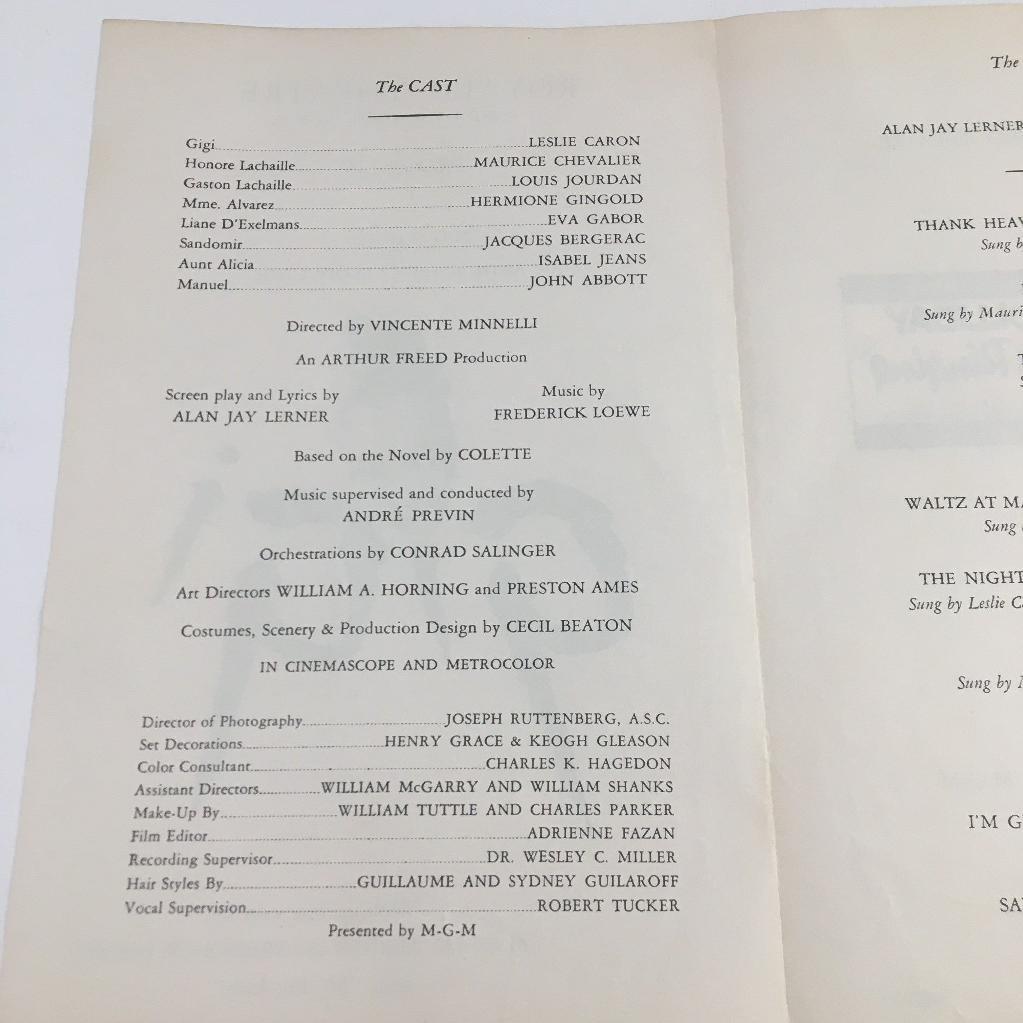 1958 Royale Theatre Program Present Arthur Freed Production "Gigi" by F. Loewe