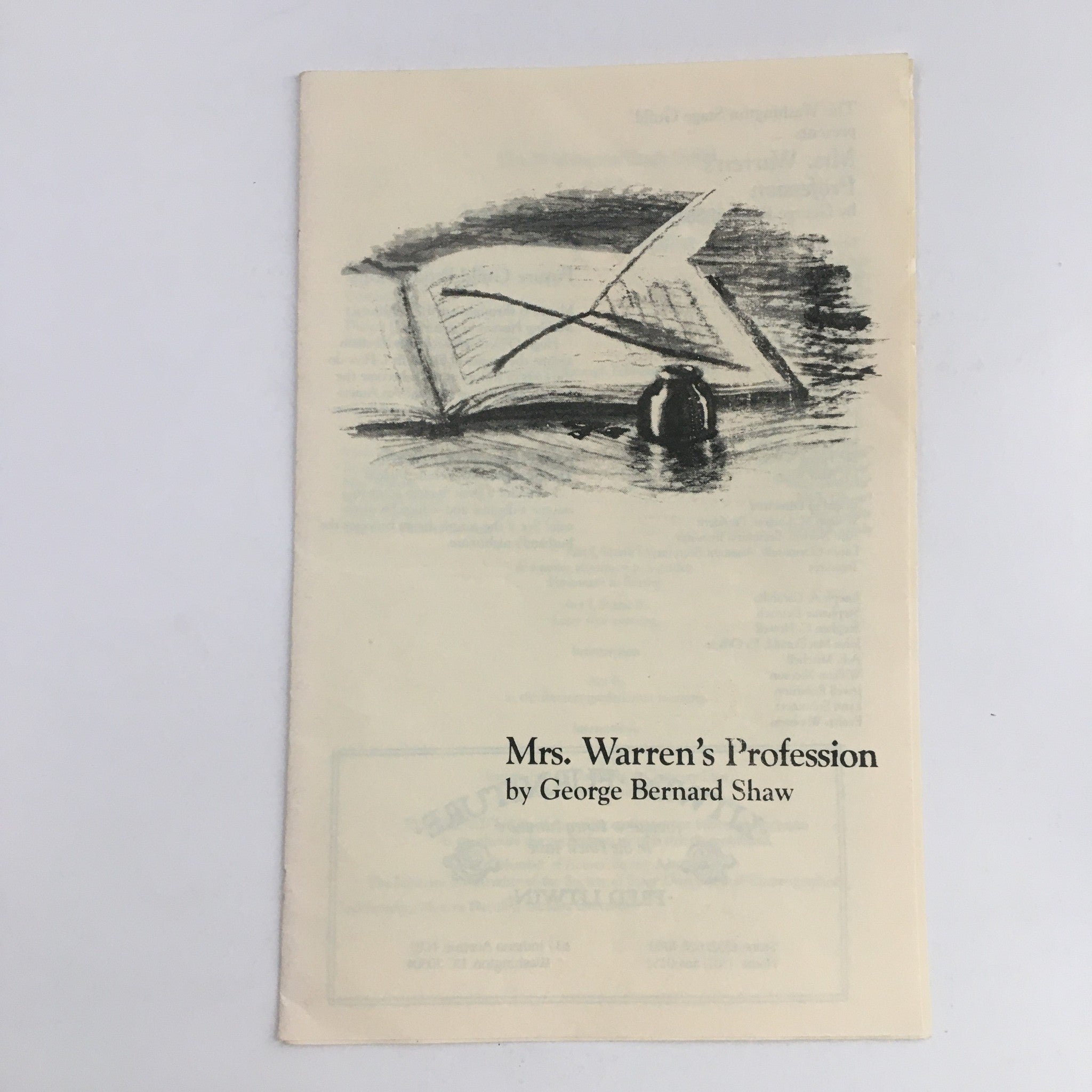 1991 The Washington State Guild Presents Mrs. Warren's Profession by G. B. Shaw