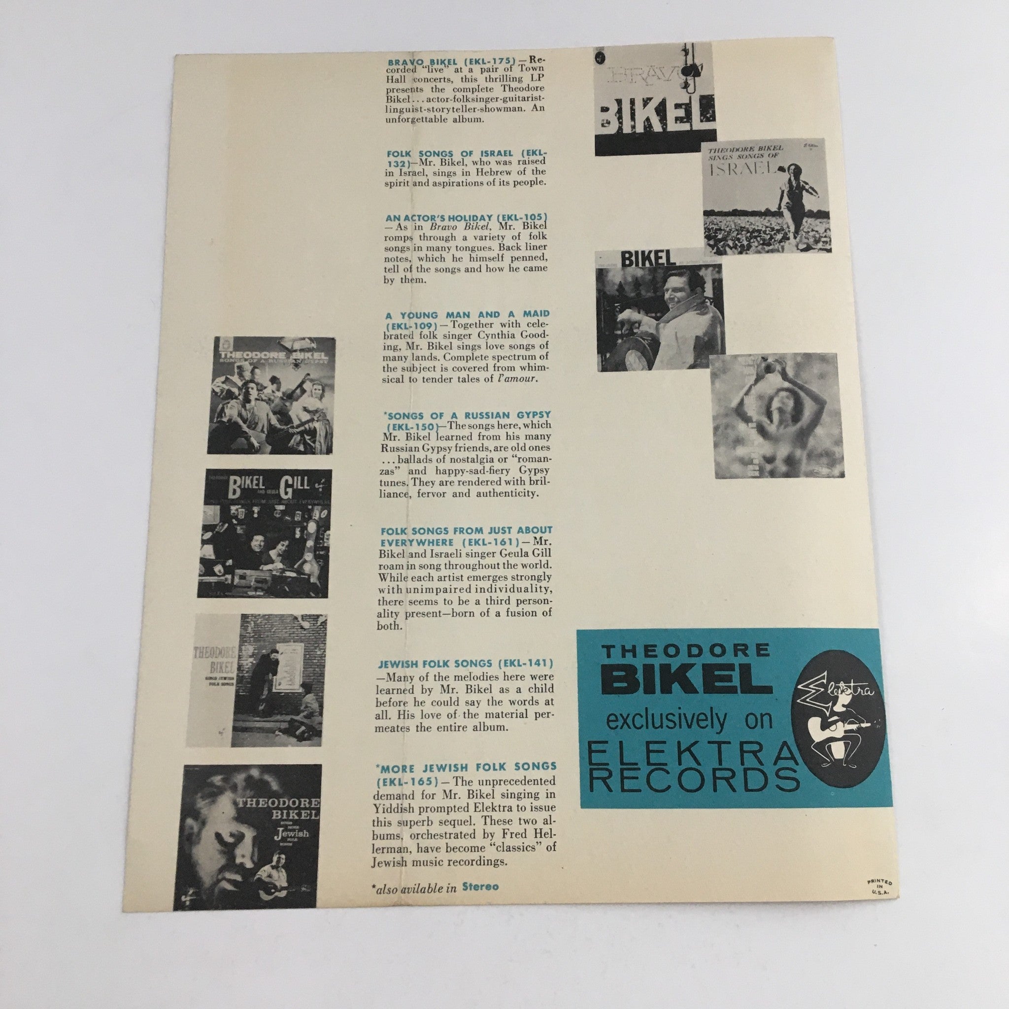 1959 Elektra Records Presents The Theodore Bikel Concert