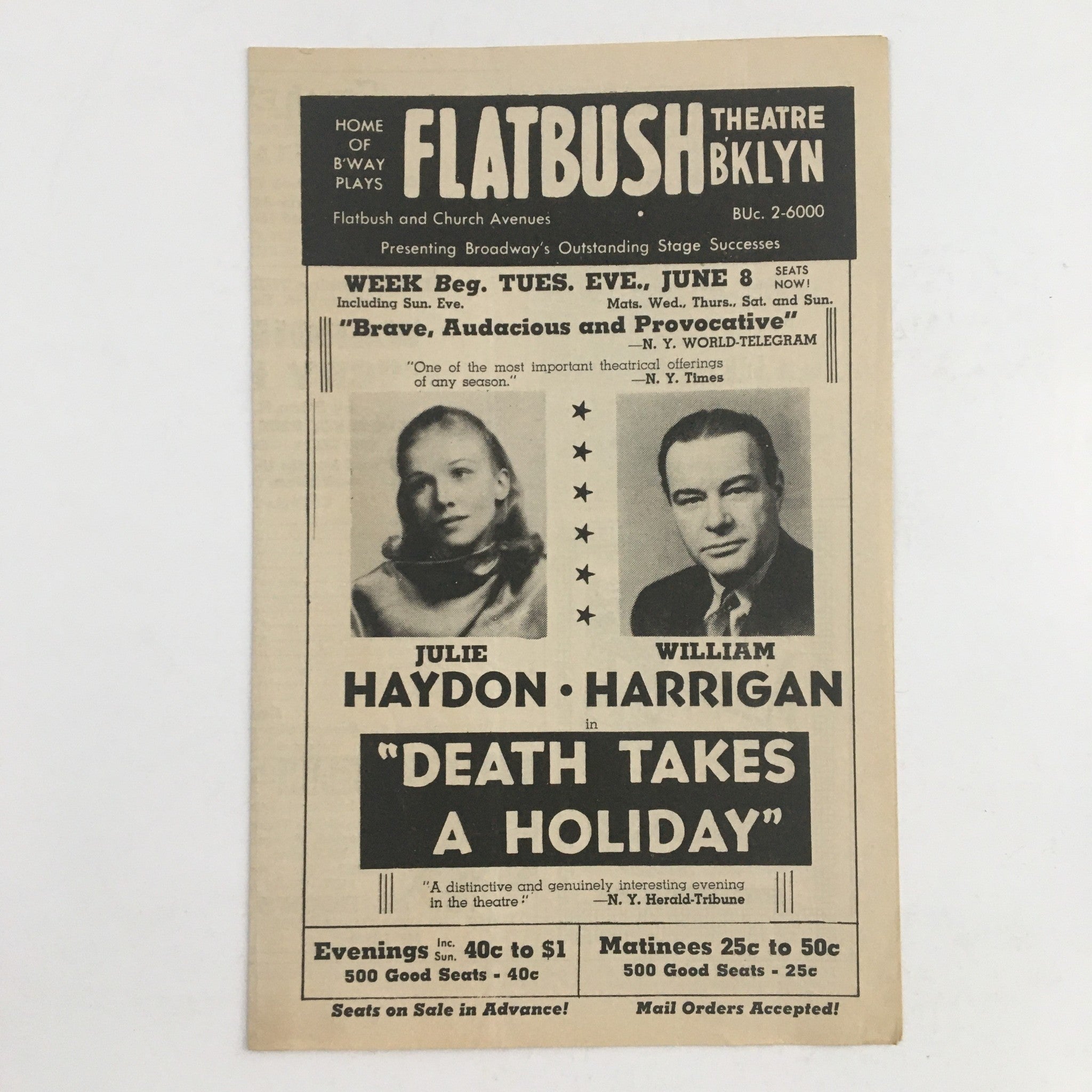 1943 Flatbush Theatre Bklyn Present Margie Hart in Cry Havoc by Allan Kenward