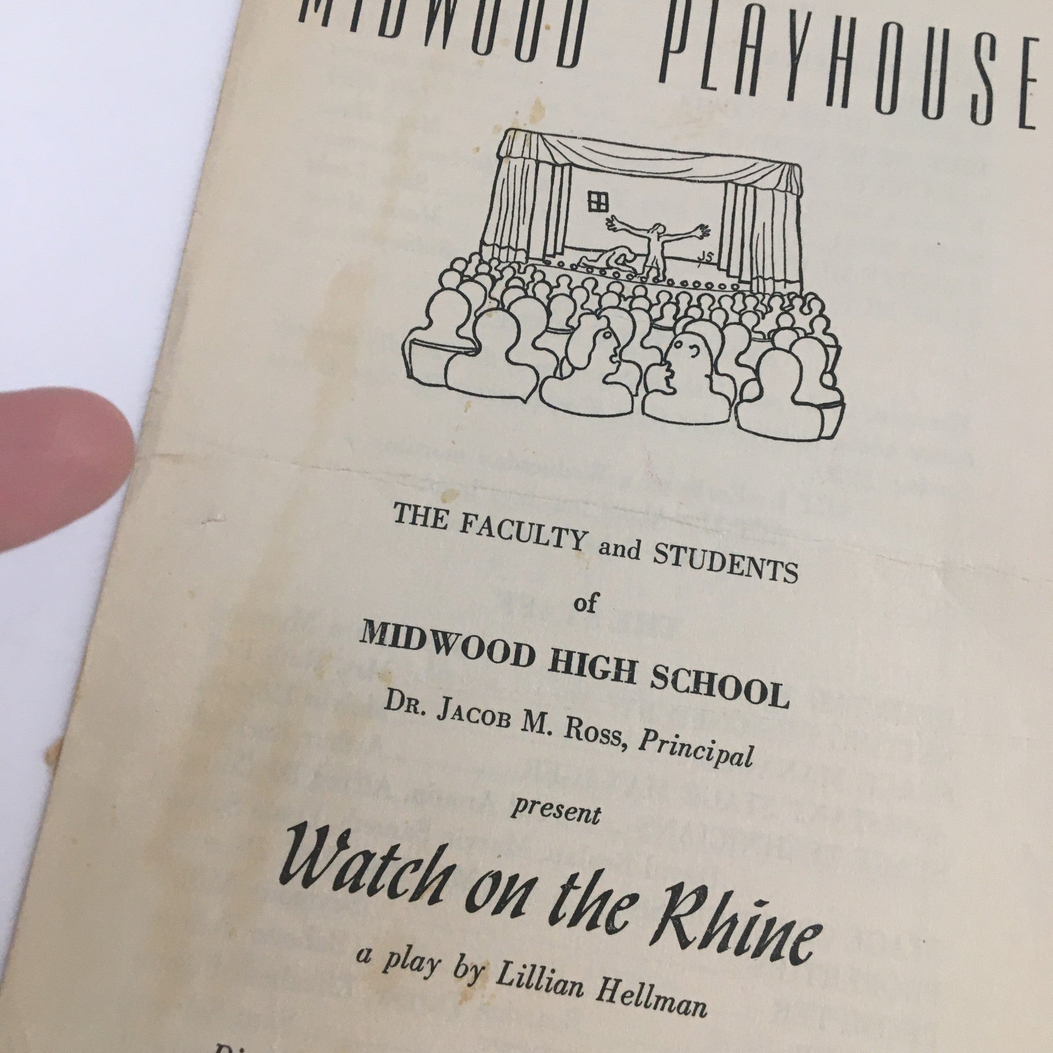 1942 Midwood Playhouse Present Watch On The Rhine A Play by Lillian Hellman