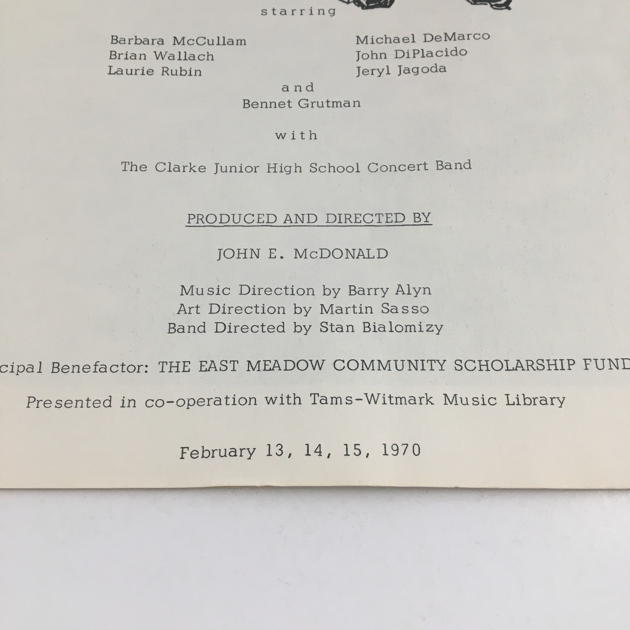 1970 W. Tresper Clark Junior High School Present The Wizard of Oz Musical Comedy