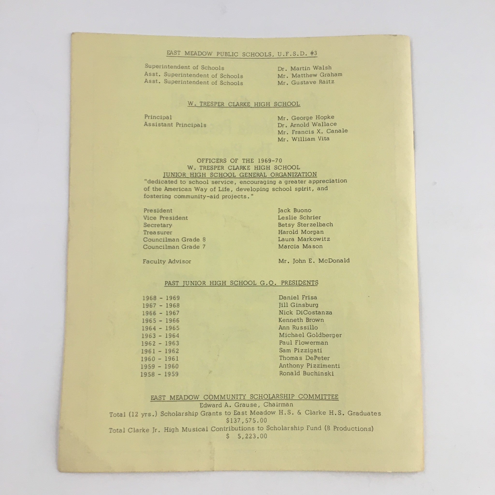 1970 W. Tresper Clark Junior High School Present The Wizard of Oz Musical Comedy