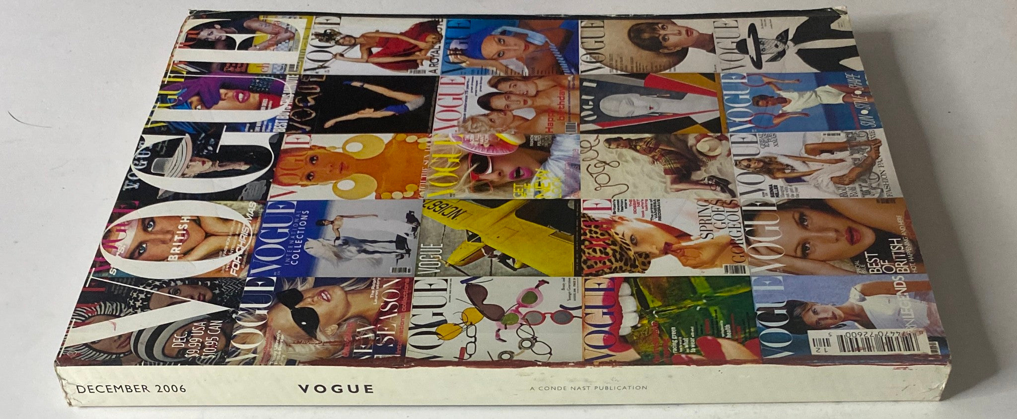 Cover of Vogue British Magazine December 2006 featuring a collage of iconic Vogue covers, reflecting the International Collections theme.