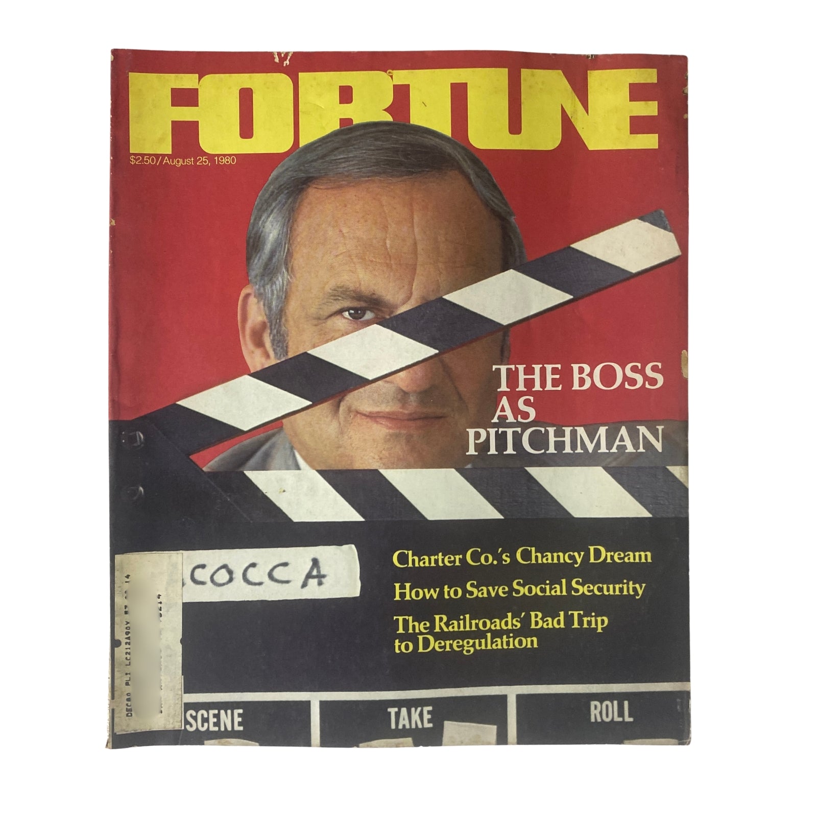 Fortune Magazine cover from August 25, 1980, featuring Lee Iacocca with the headline 'The Boss as Pitchman'. The cover highlights business themes and CEO advertising.
