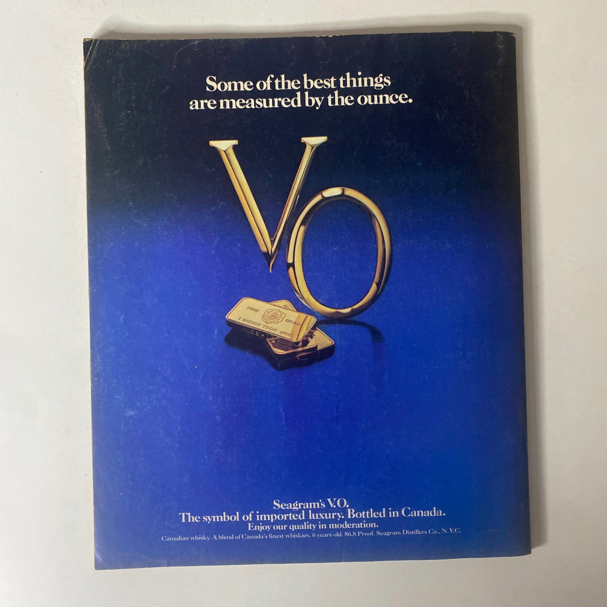 Back cover of Fortune Magazine March 10, 1980, featuring an advertisement for Seagram's V.O., highlighting luxury and quality.