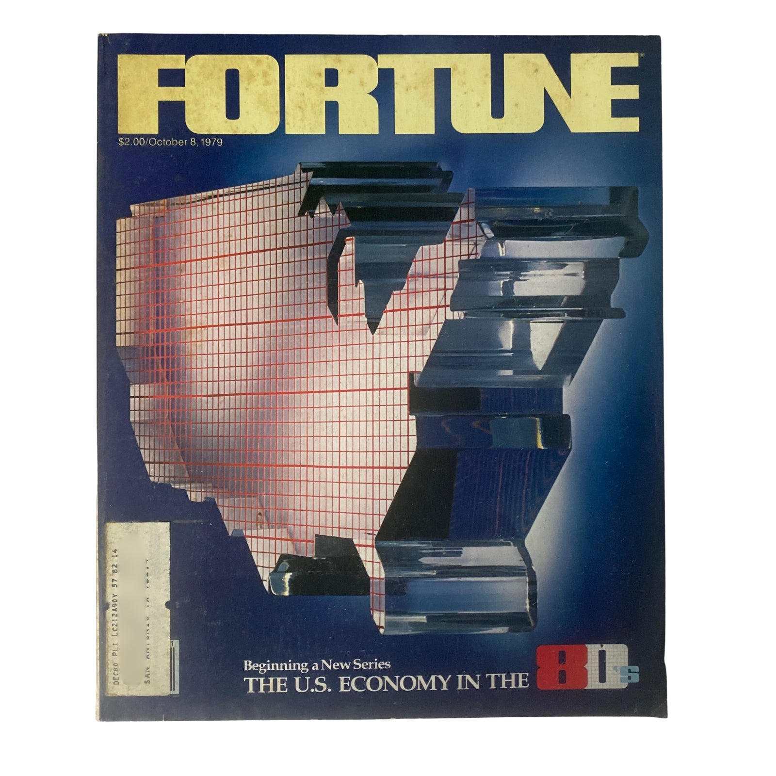 Cover of Fortune Magazine, October 8, 1979, featuring the title 'The U.S. Economy in The 80's' with abstract graphic representation of the United States.