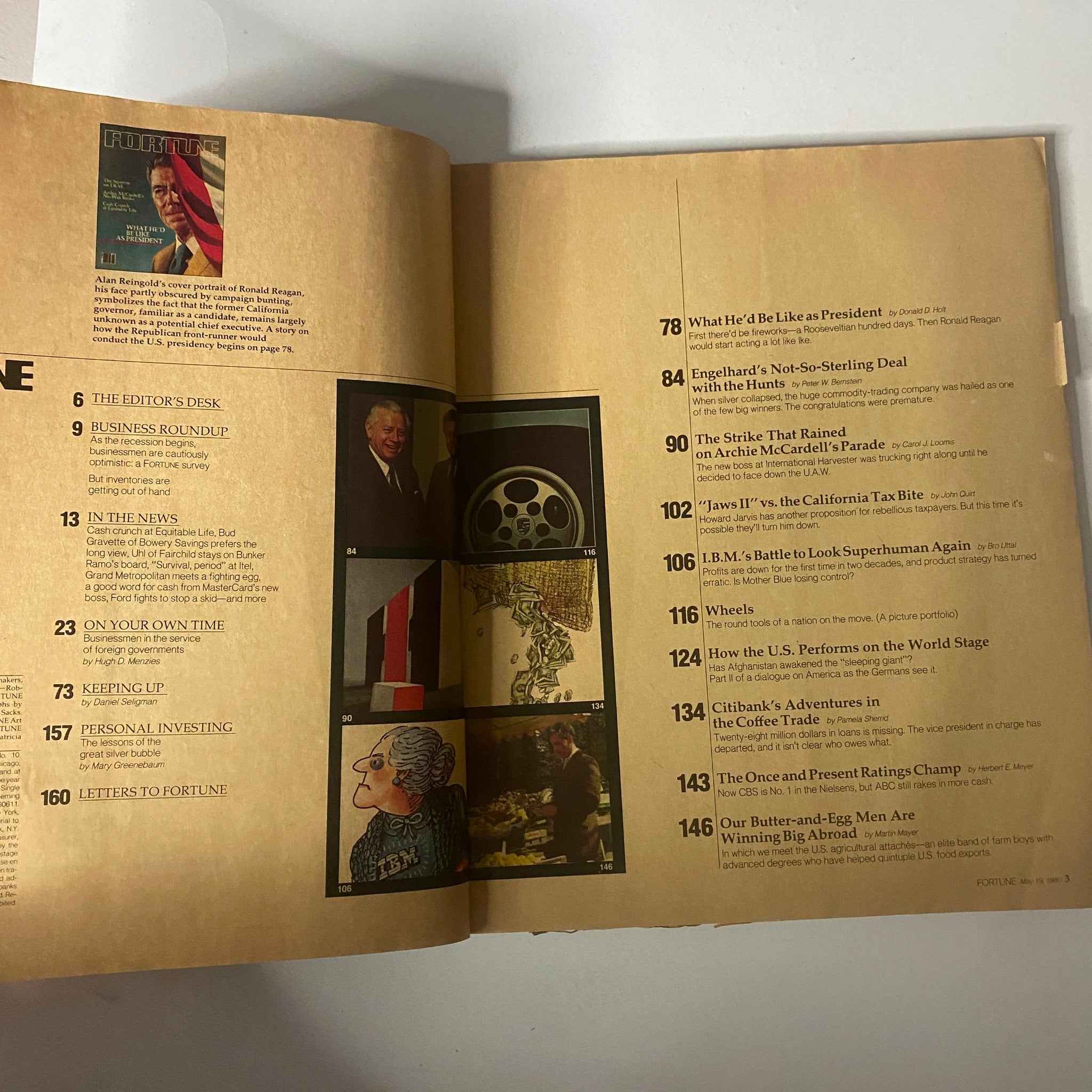 Interior page of Fortune Magazine May 19, 1980 displaying feature titles and articles including 'What He'd Be Like as President'.