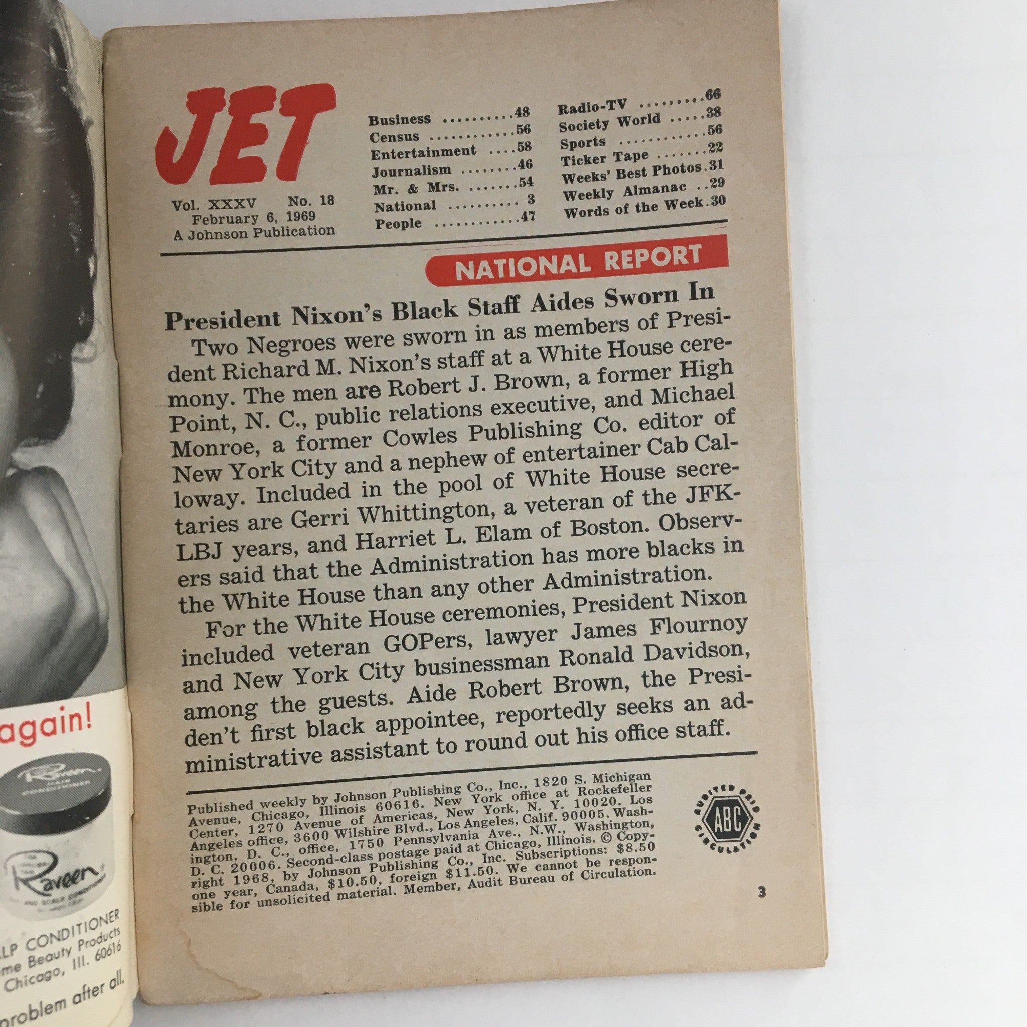 Jet Magazine February 6 1969 President Richard Nixon and Elizabeth Koontz