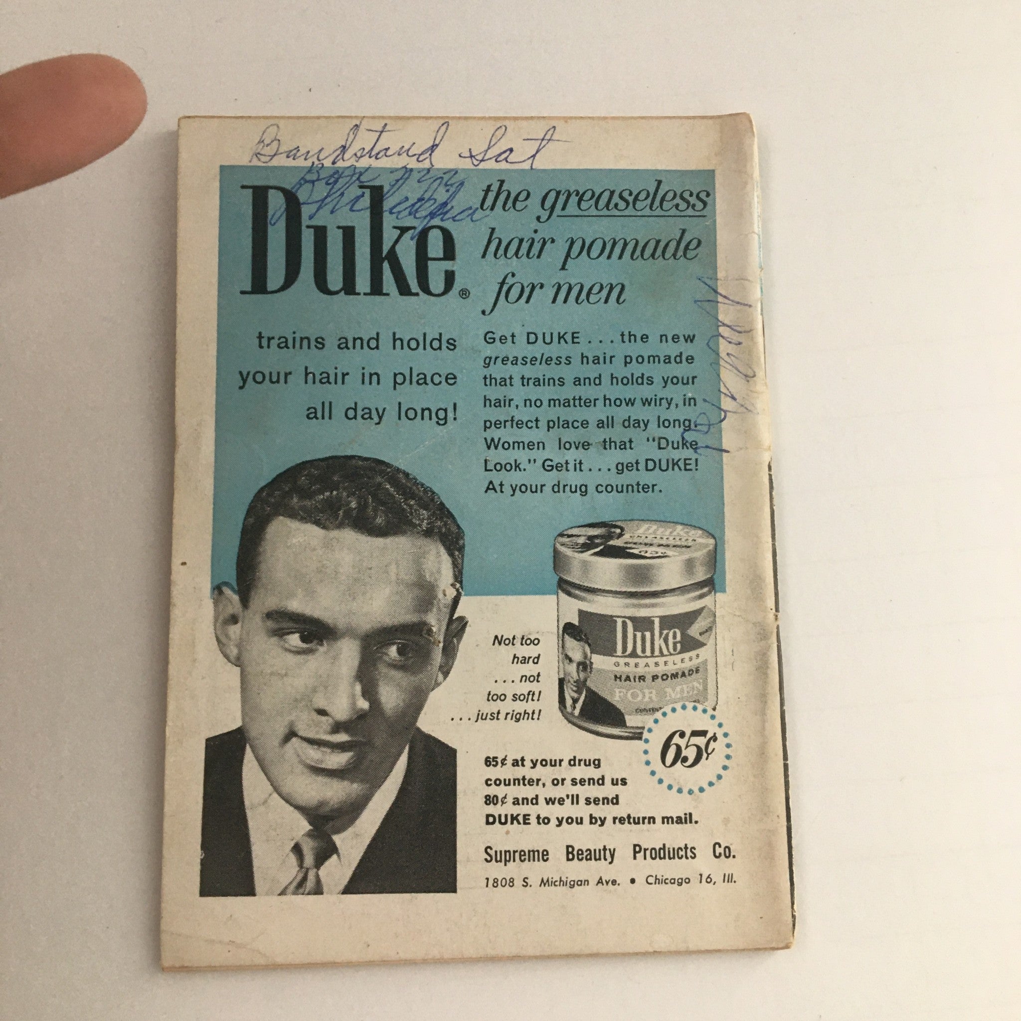 Advertisement page from Jet Magazine May 30, 1963 for Duke greaseless hair pomade for men, showcasing vintage marketing from the era.