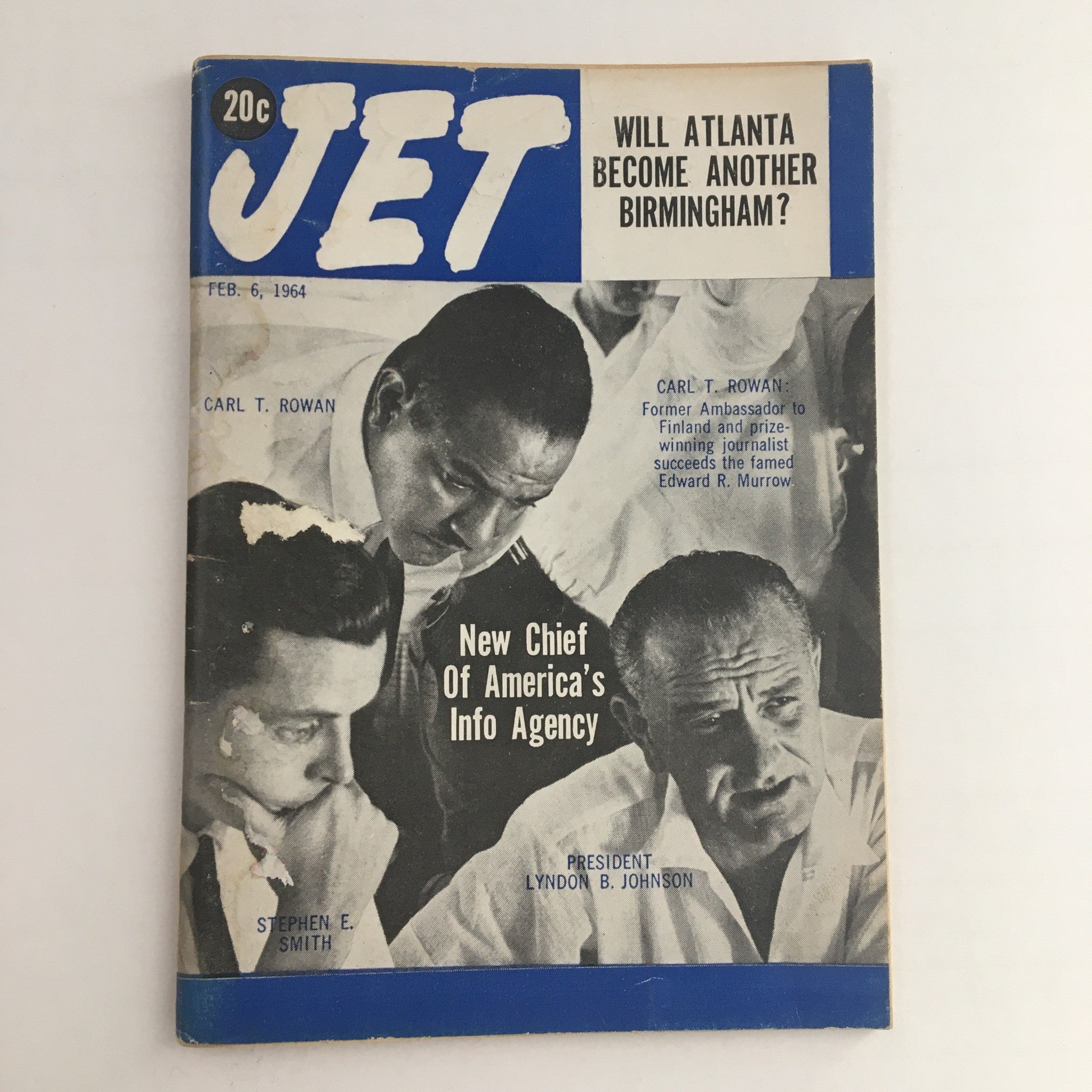 Jet Magazine February 6 1964 Lyndon B. Johnson and Carl T. Rowan No Label