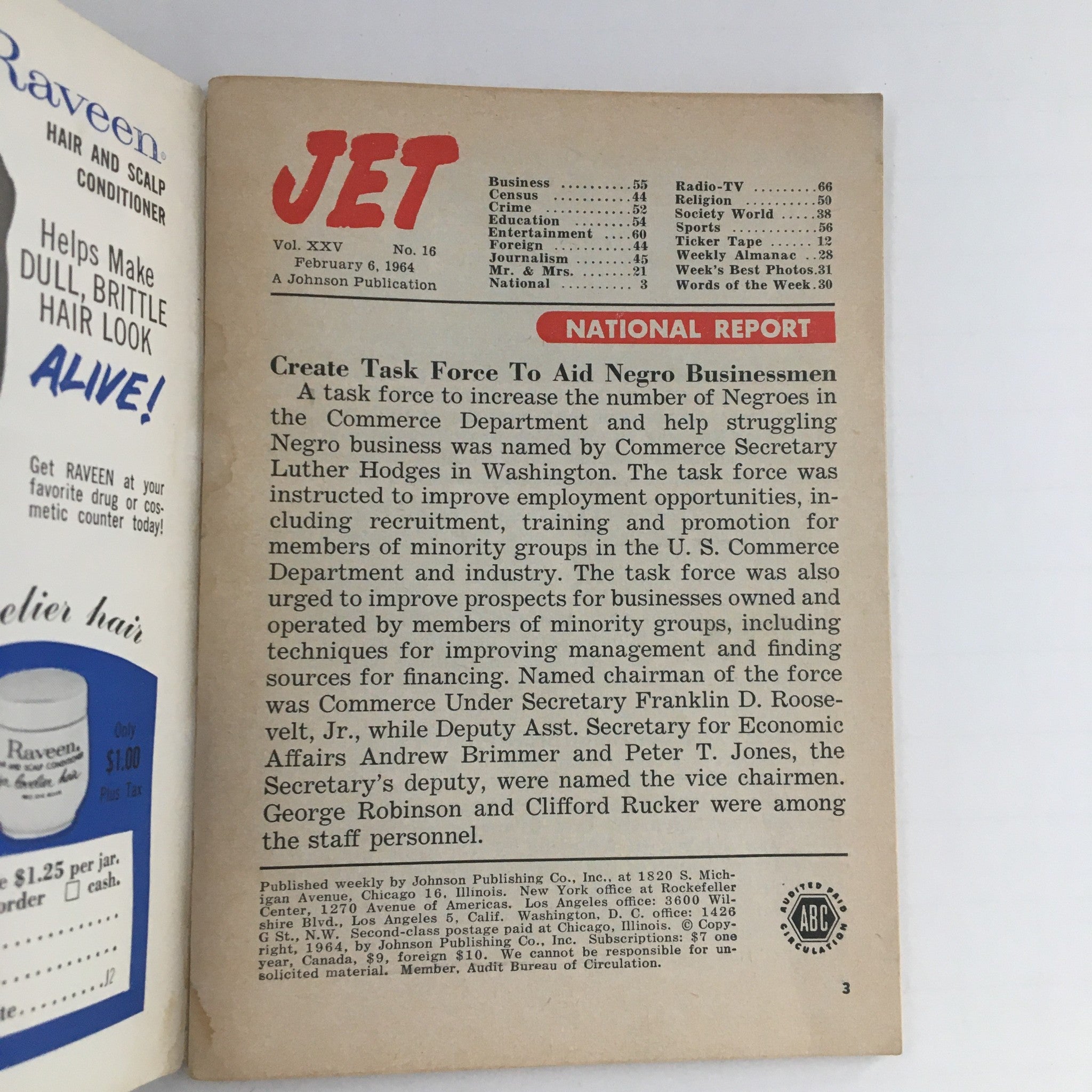 Jet Magazine February 6 1964 Lyndon B. Johnson and Carl T. Rowan No Label