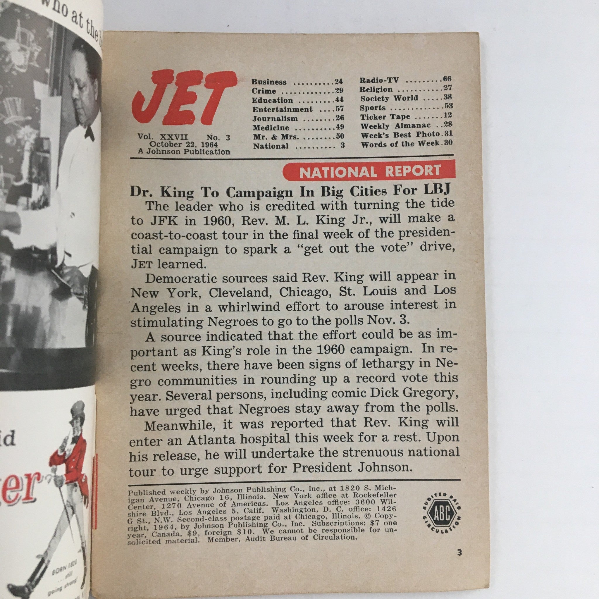 Jet Magazine October 22 1964 Robert Kennedy Battles For Negro Vote No Label