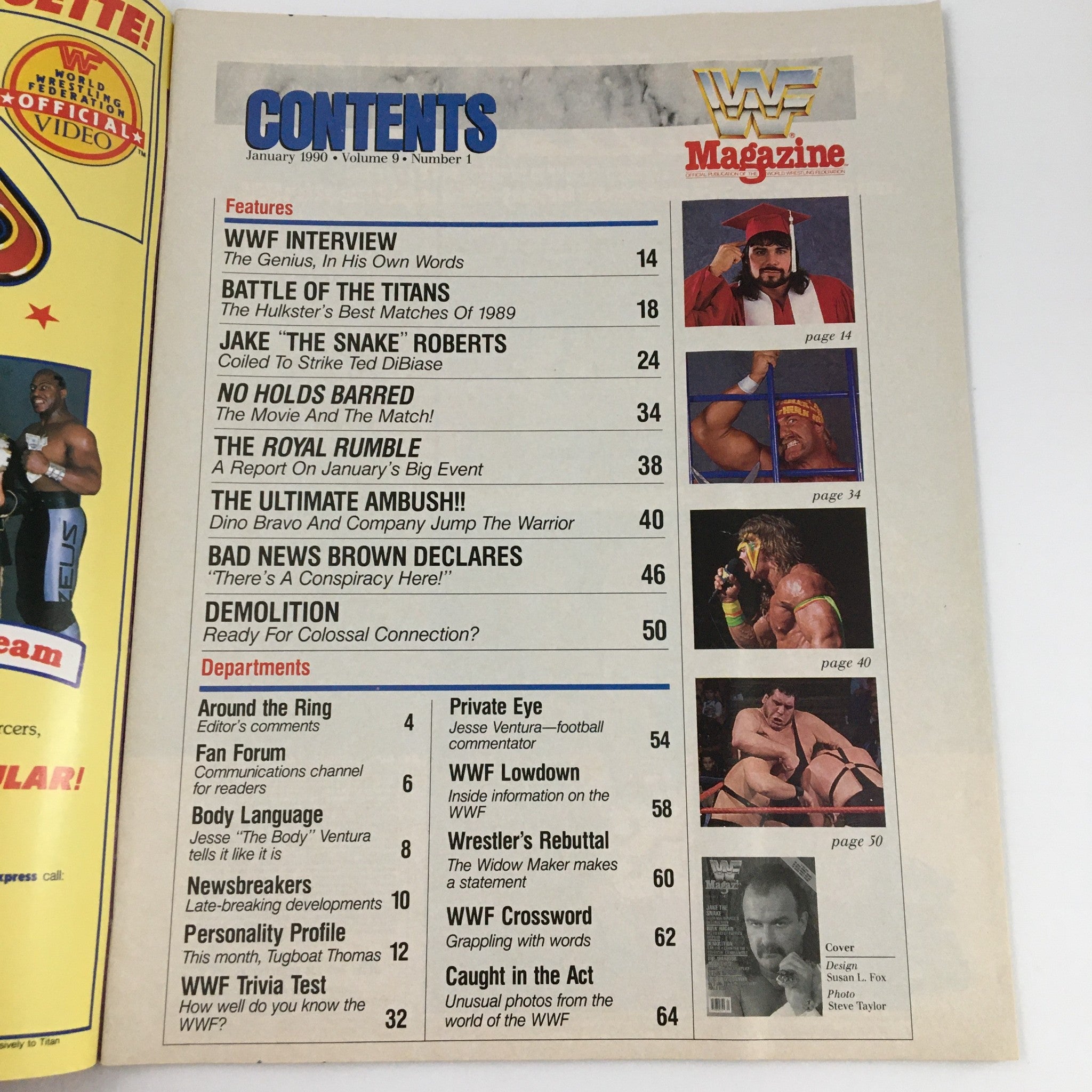 WWF Magazine January 1990 Jake The Snake, Hulk Hogan & Demolition No Label