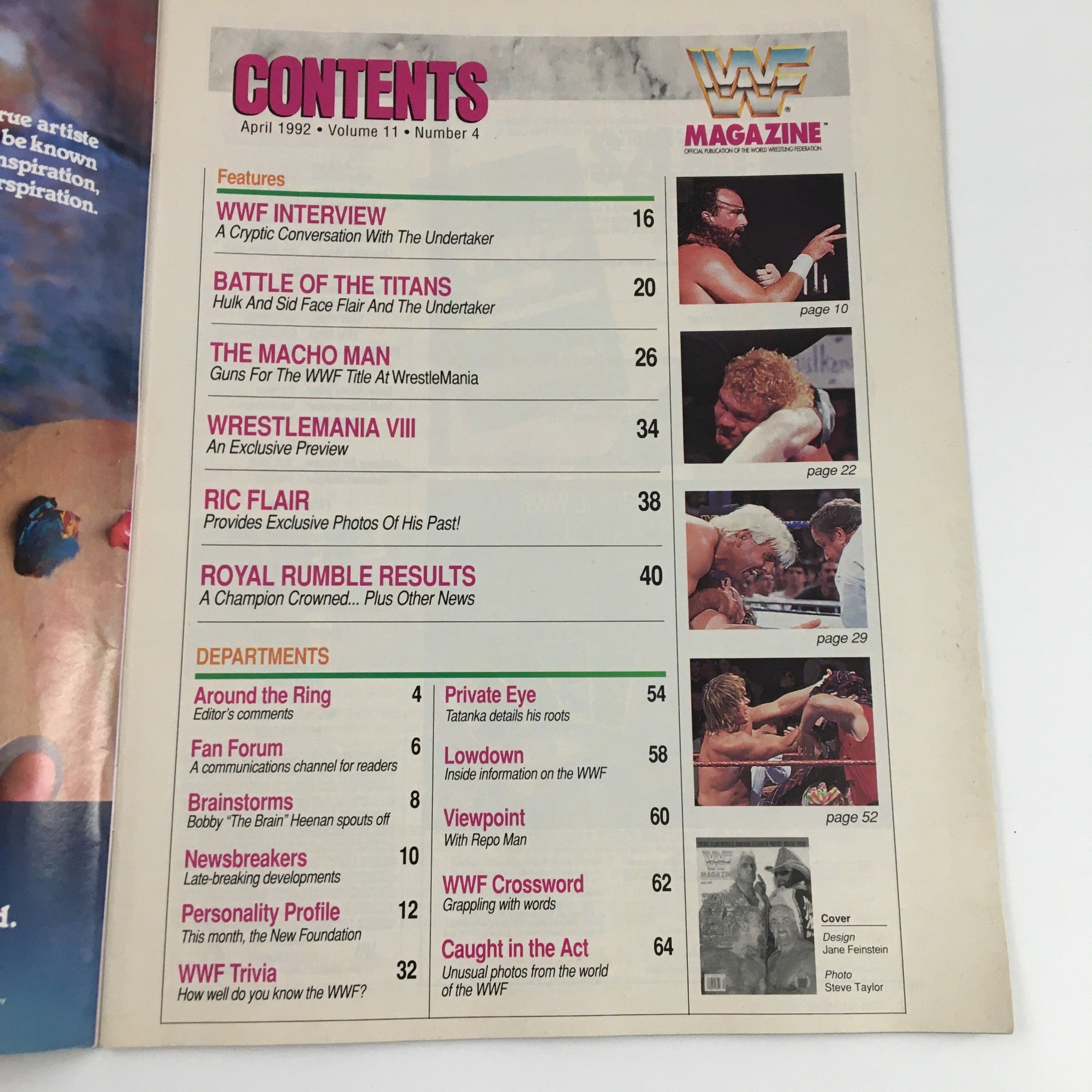 WWF Magazine April 1992 Hulk Hogan, The Undertaker & Miss Elizabeth No Label