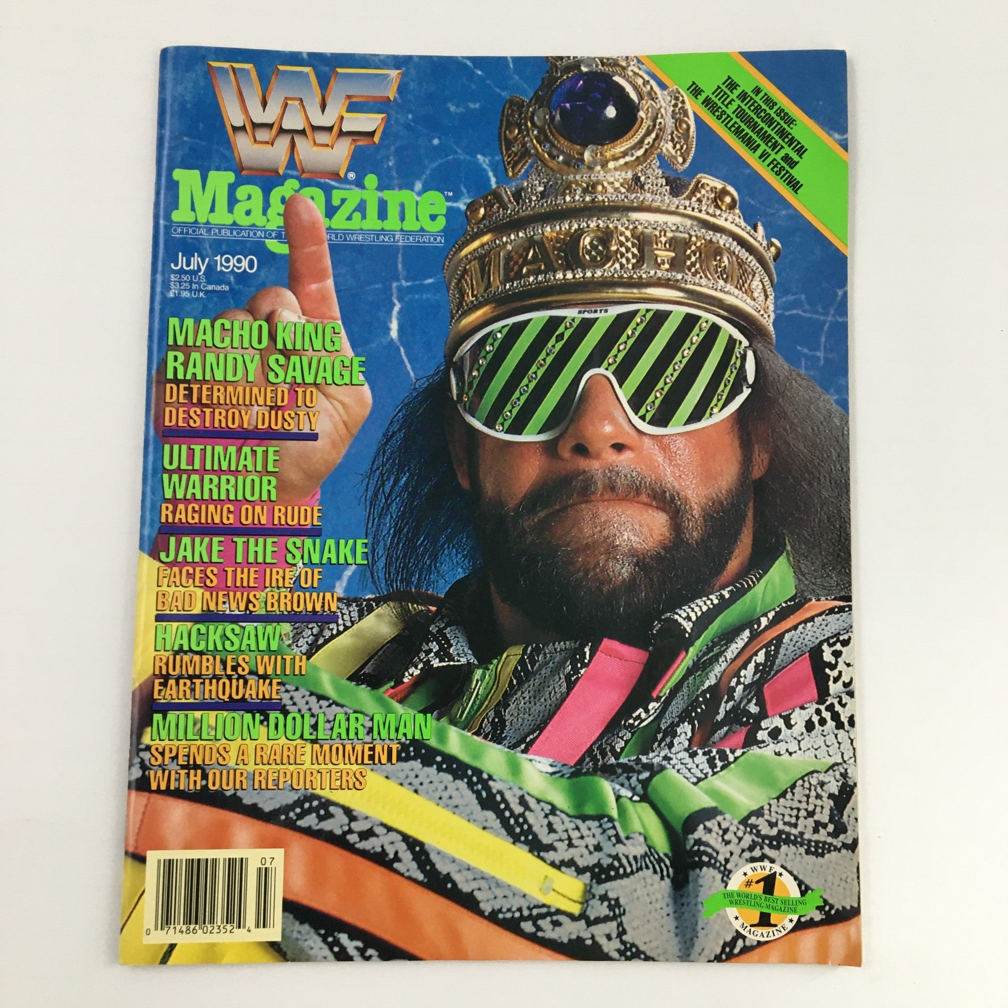 WWF Magazine July 1990 Macho King Randy Savage & Jake The Snake, No Label