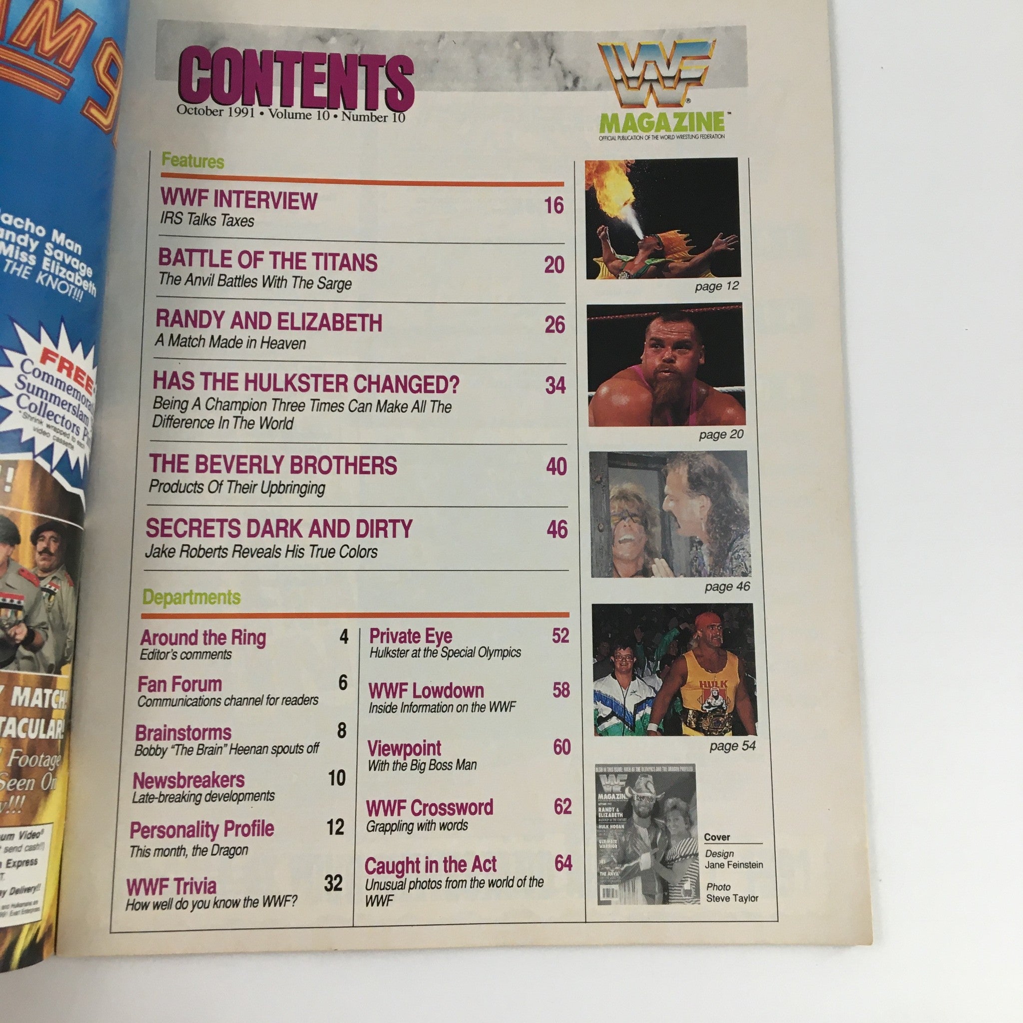 WWF Magazine October 1991 Macho Man Randy Savage & Miss Elizabeth No Label