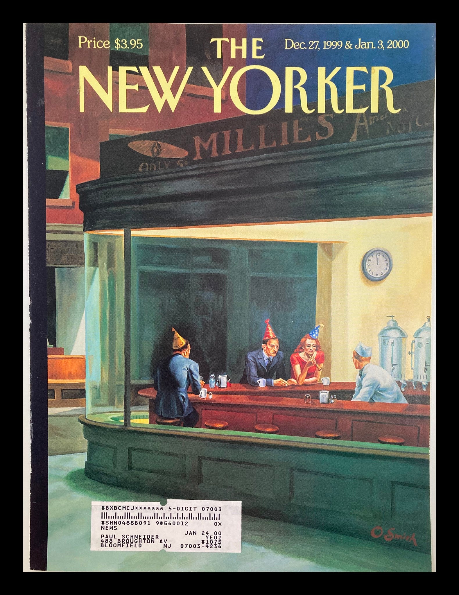 COVER ONLY The New Yorker December 27 1999 Nighthawks New Year by Owen Smith