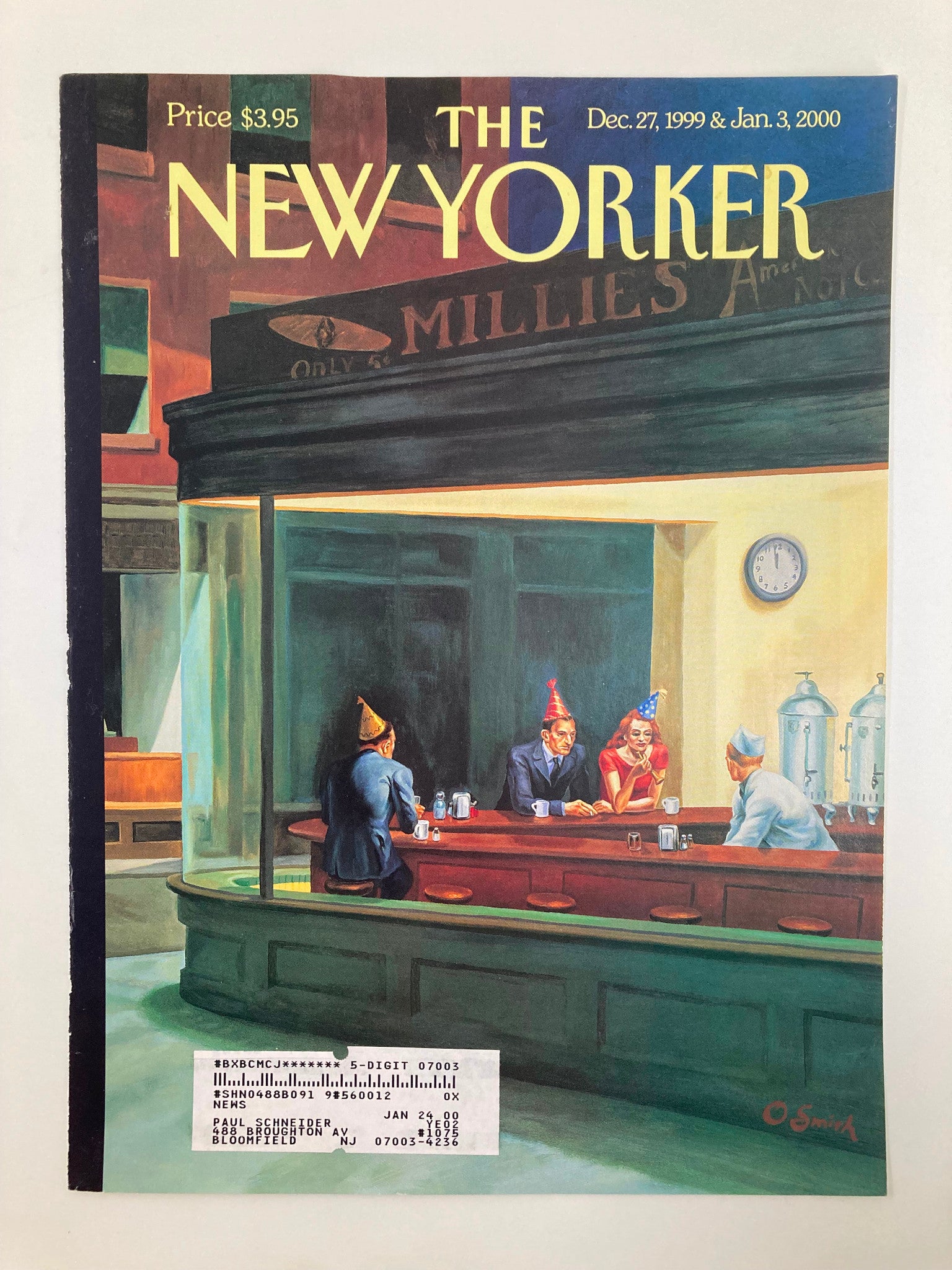 COVER ONLY The New Yorker December 27 1999 Nighthawks New Year by Owen Smith