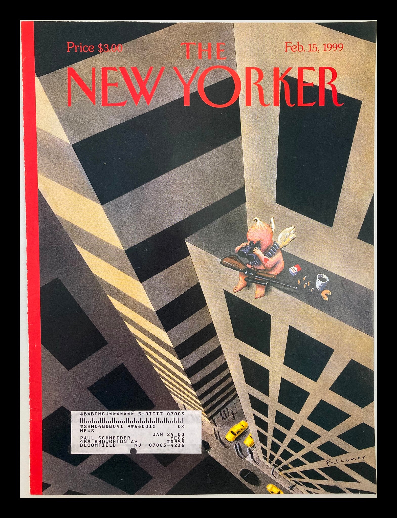 COVER ONLY The New Yorker February 15 1999 Heart Attack by Ian Falconer