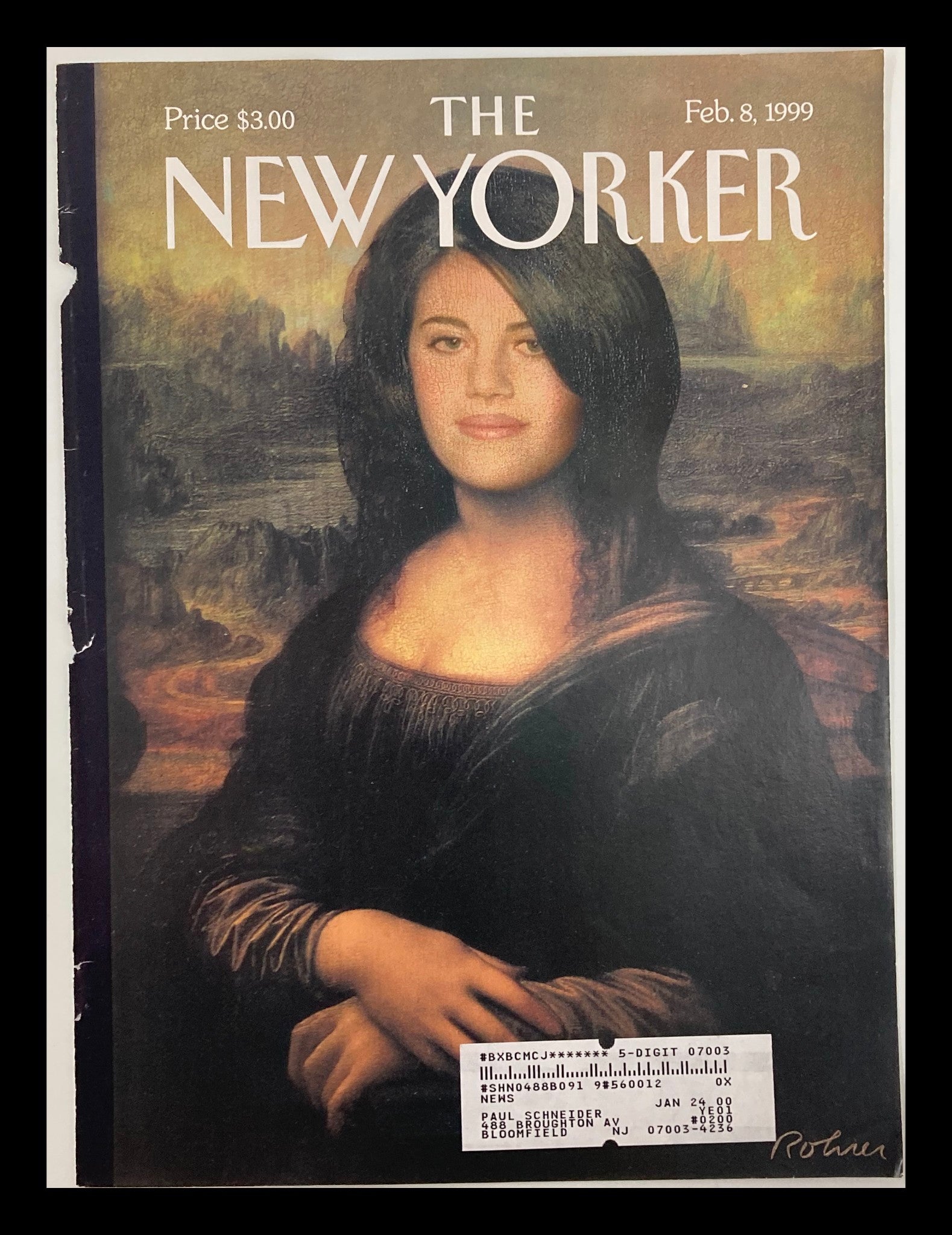 COVER ONLY The New Yorker February 8 1999 Monica Lewinsky by Dean Rohrer