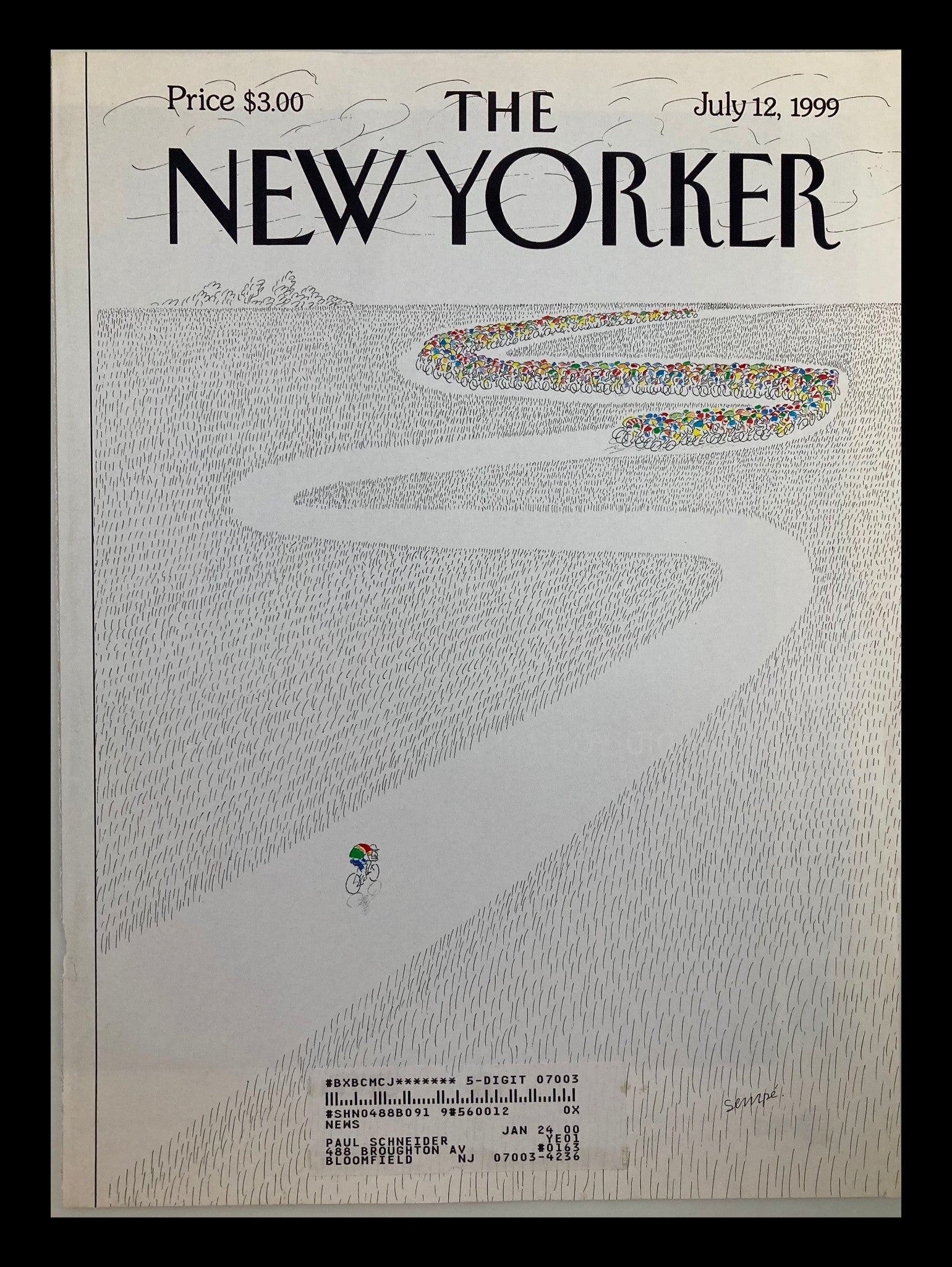 COVER ONLY The New Yorker July 12 1999 Tour de France by Jean-Jacques Sempe