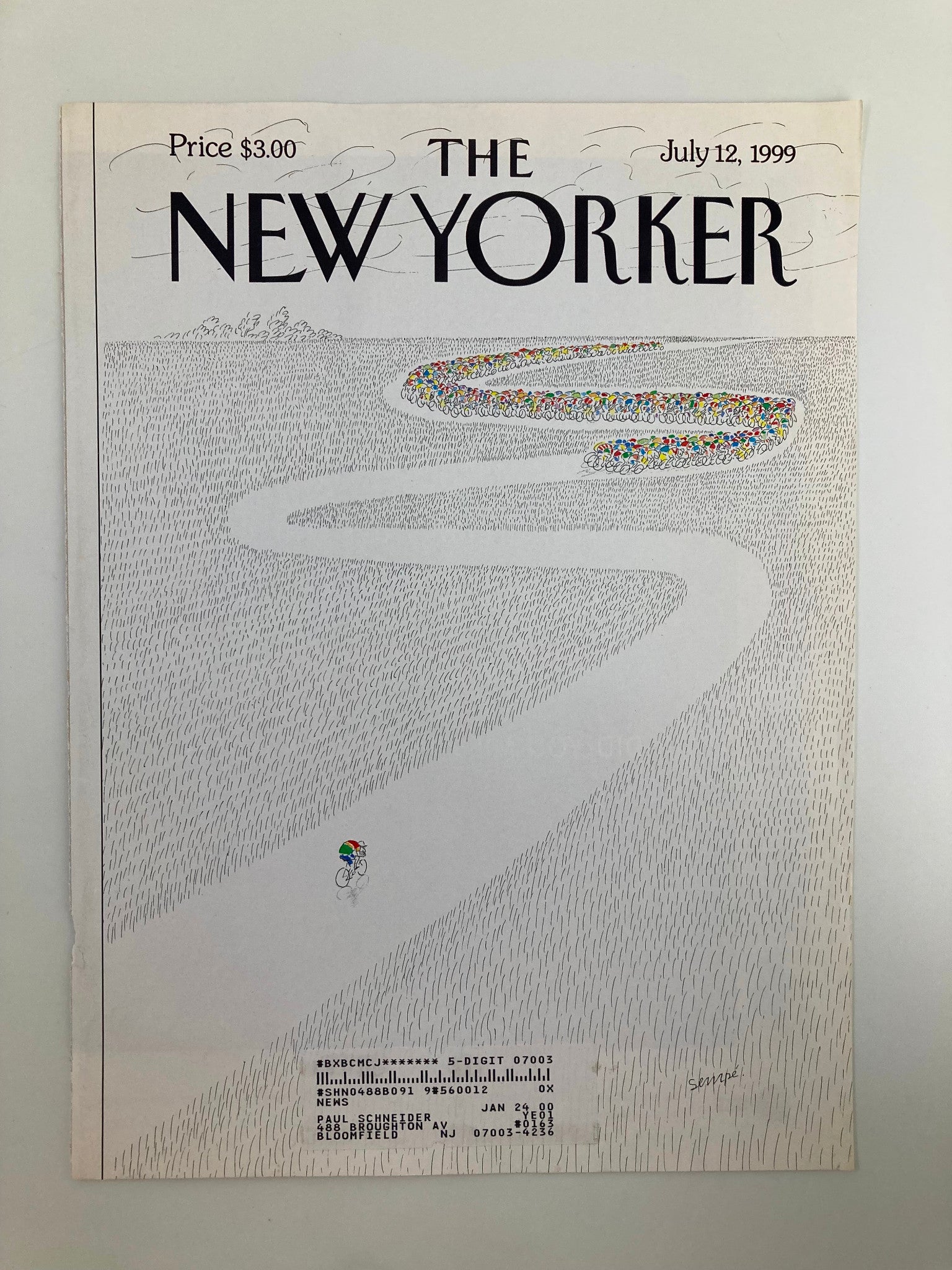 COVER ONLY The New Yorker July 12 1999 Tour de France by Jean-Jacques Sempe